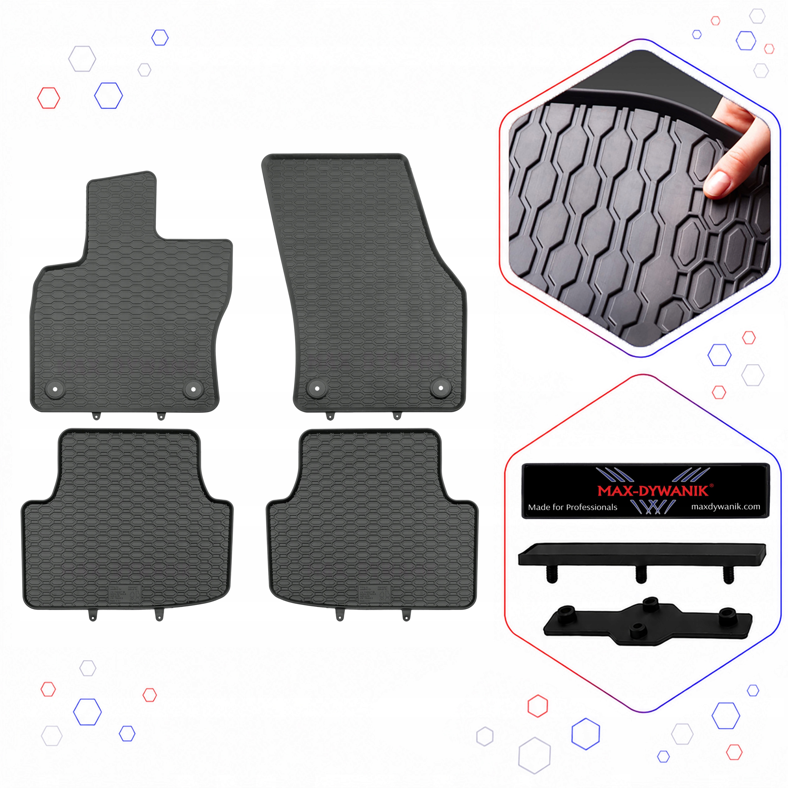 Vw Tiguan II 15-24 Audi Q3 II 18- czarne wycieraczki gumowe do samochodu