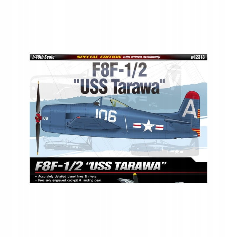 Academy 12313 F8F-1/2 Uss Tarawa Aircraft Scale 1/48 Hobby Plastová sada Novinka