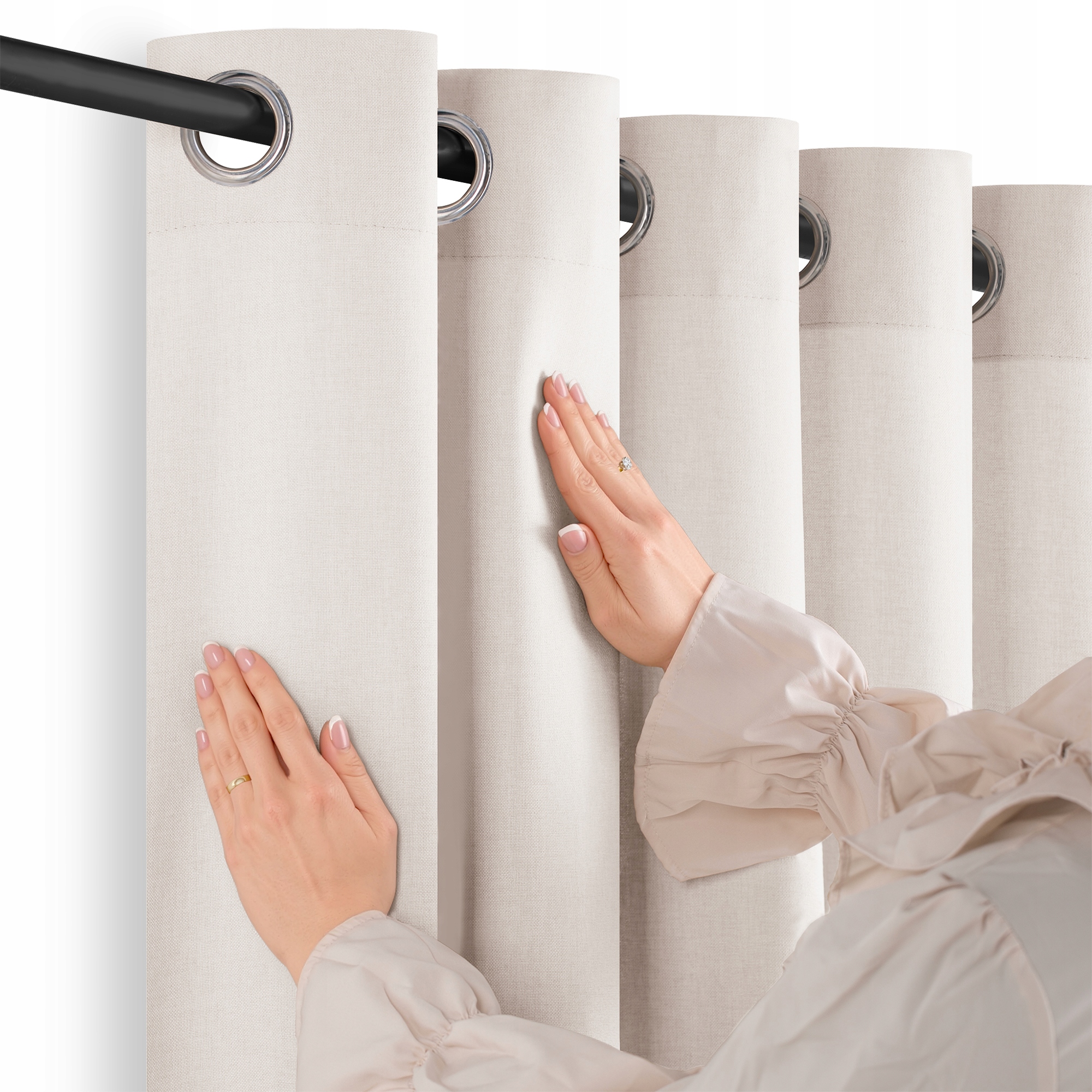 Filumi Záclona teplá béžová s jemným prepletom, priechodky do obývačky 200x240