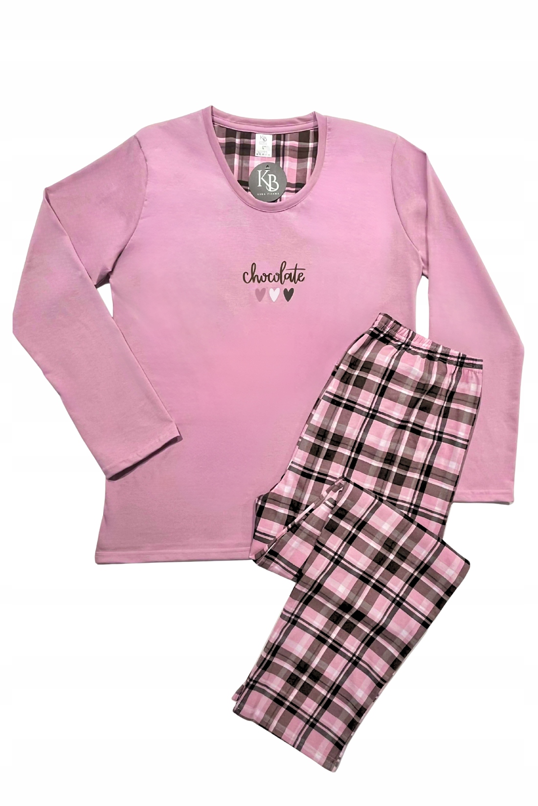 Dámské pyžamo Bavlna s dlouhým rukávem Teplé na zimu Dárek k Vánocům Hnědá XXL