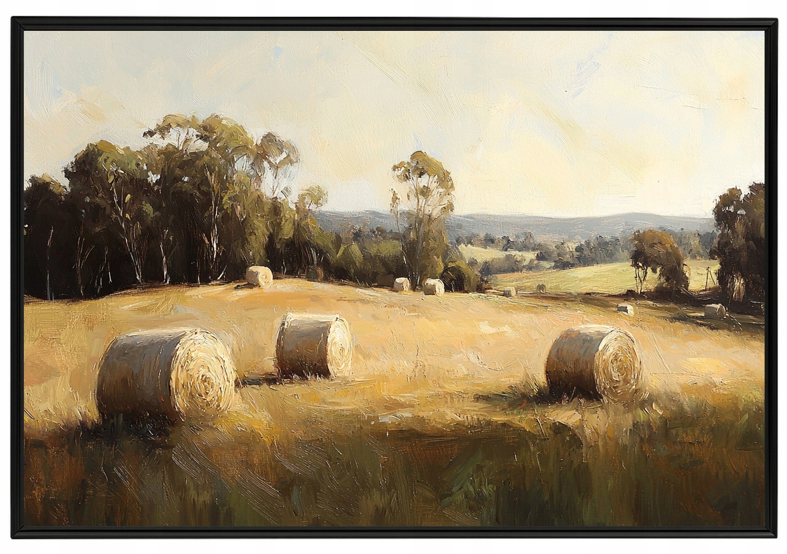 Plakát Rámeček Hliník Krajina Polská Vesnice Pole Žně Seno Léto 60x40