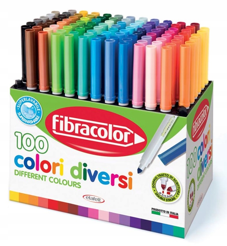 Pisaki Flamastry Fibracolor 100 Kolorów Włoskie
