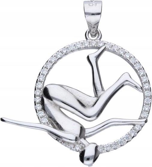 Stříbrný přívěsek 925 gymnastka na kole 3,22 g s bílými zirkony