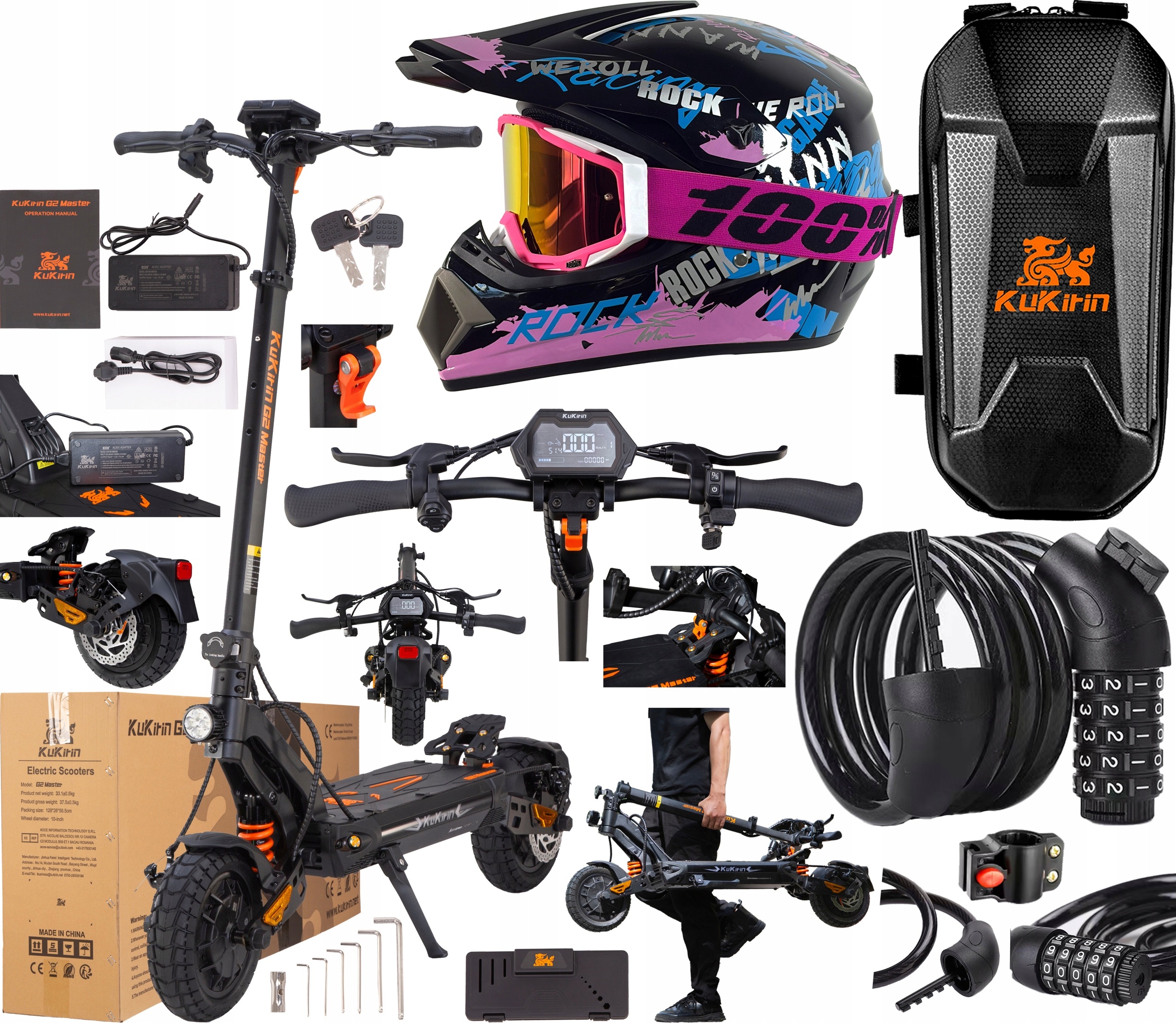 KuKirin G2 Master 2000W 52V 20,8AH 60KM/H 70KM 10" Terénní +3 dárky