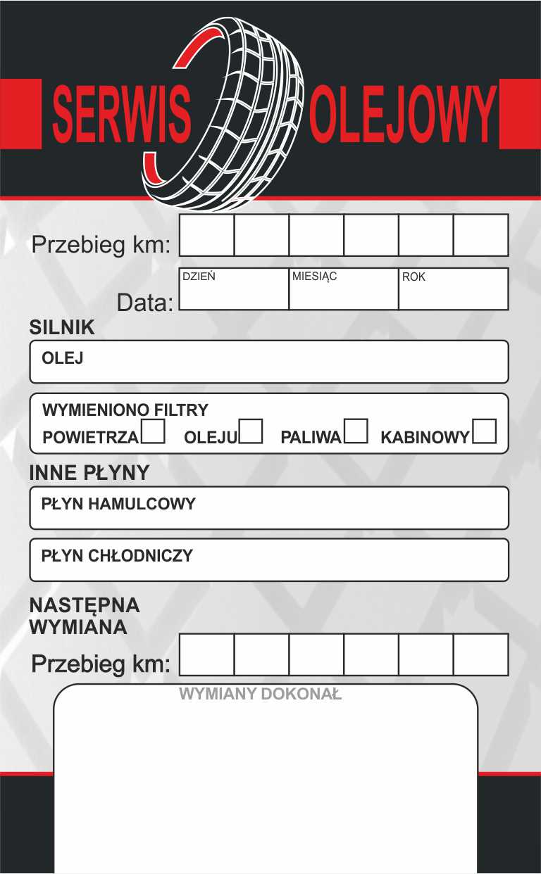 

Zawieszki serwisowe 100 szt wymiana oleju