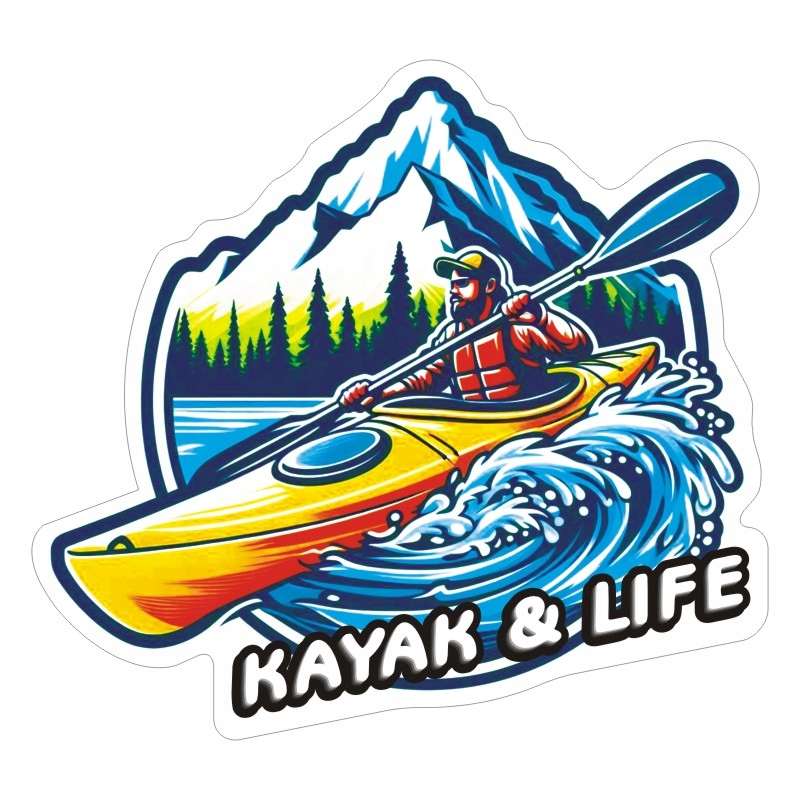 Naklejka 8,5 cm Kayak i Life dla miłośników kajaków kajakarstwa