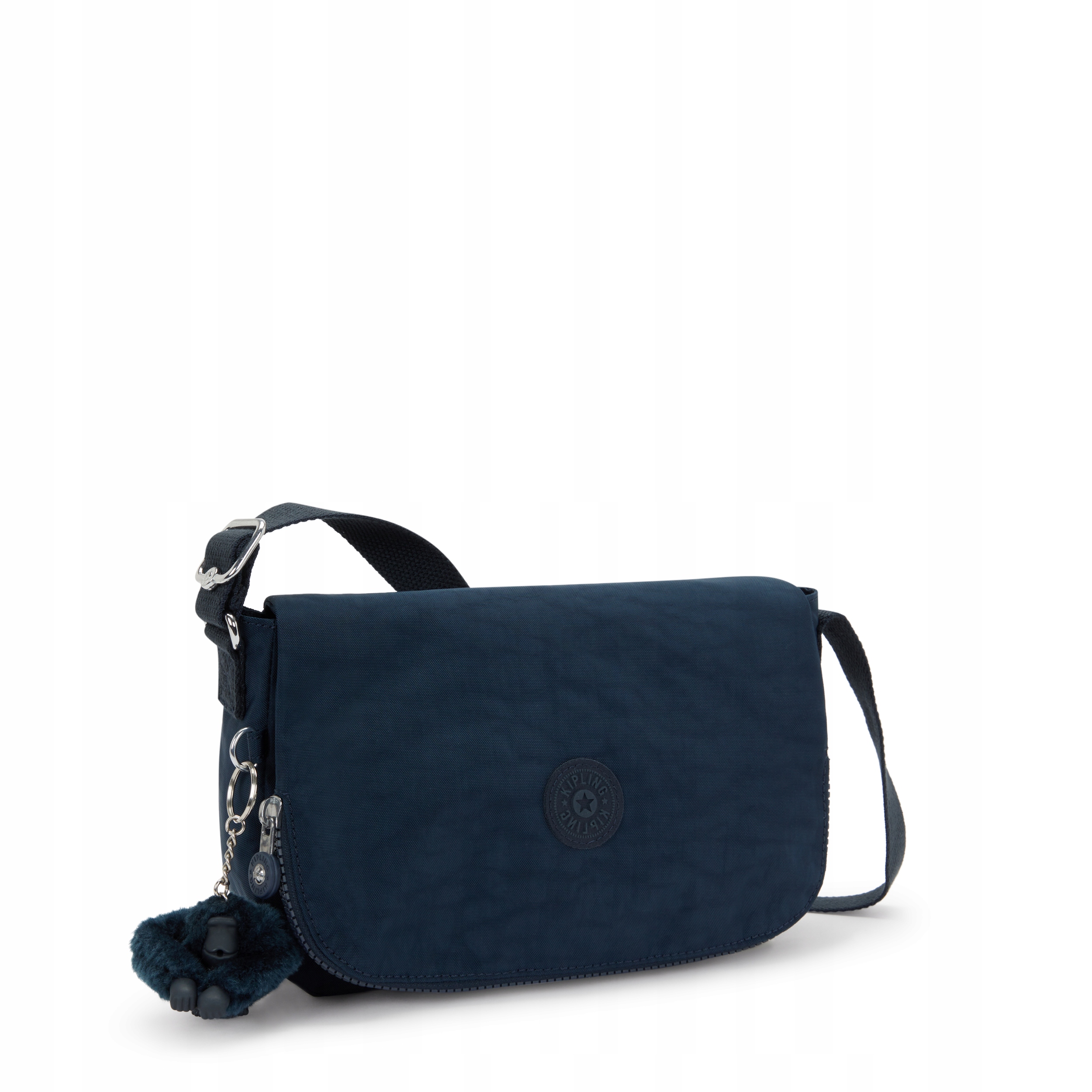 Kipling Tmavě Modrá Kabelka Přes Rameno S Kuličkou Z Kožešiny A Logem 17 x 7 x 26 7BA