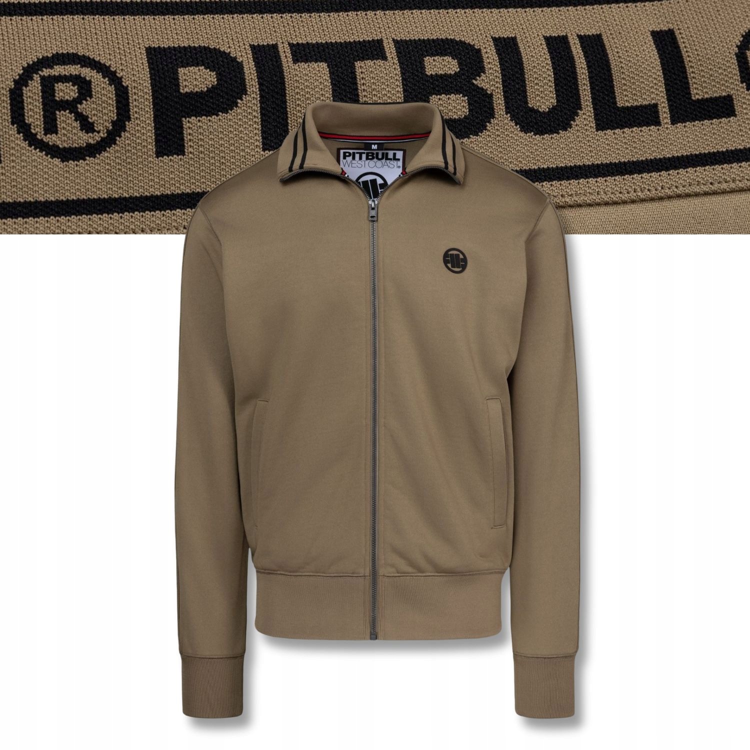 Pánská Rozepínací mikina Pitbull Oldschool Tape Logo vysoký límec stojáček