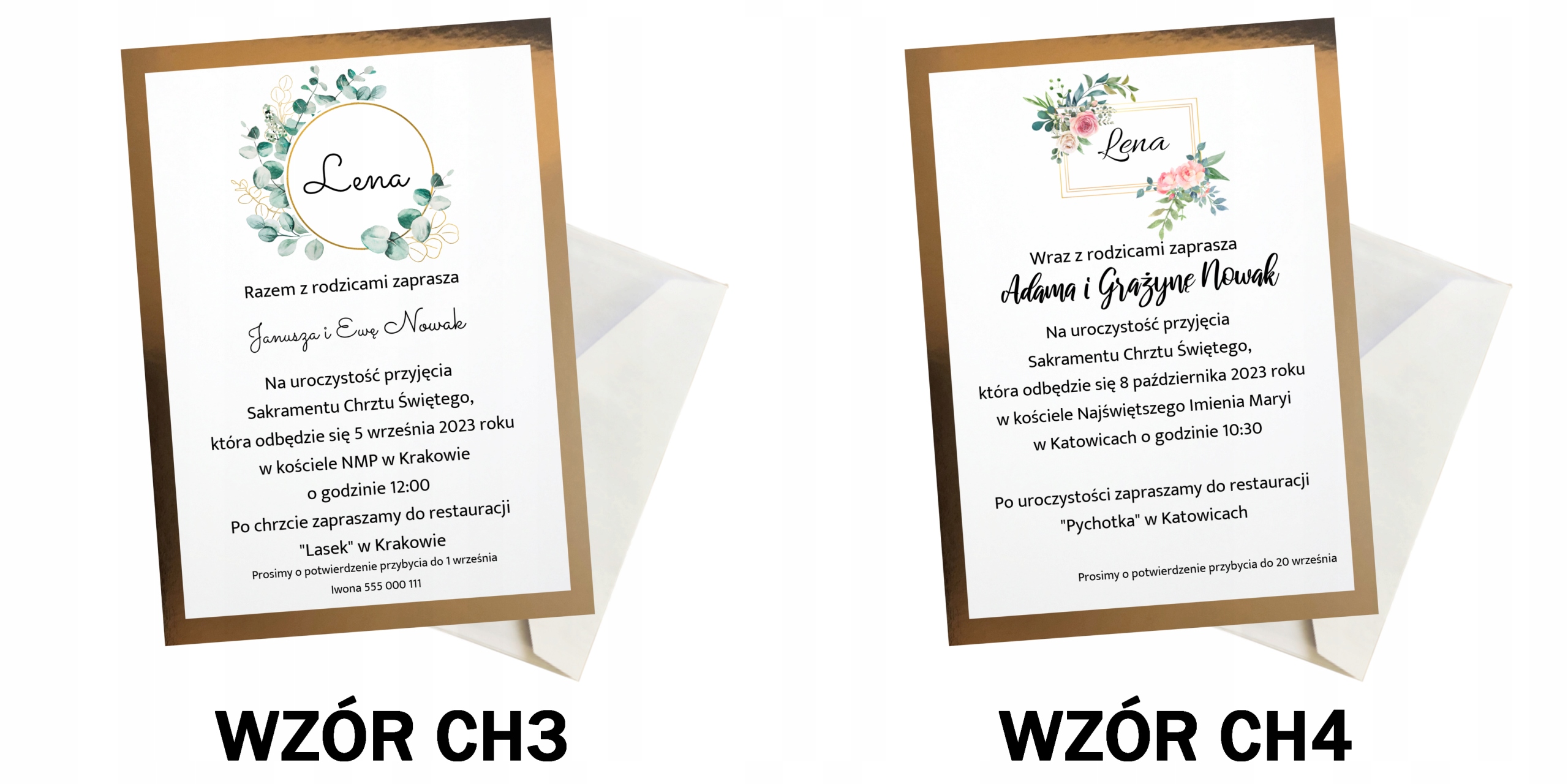 ZAPROSZENIE NA CHRZEST ŚWIĘTY ZŁOTE KOPERTA GRATIS Szerokość produktu 10.5 cm