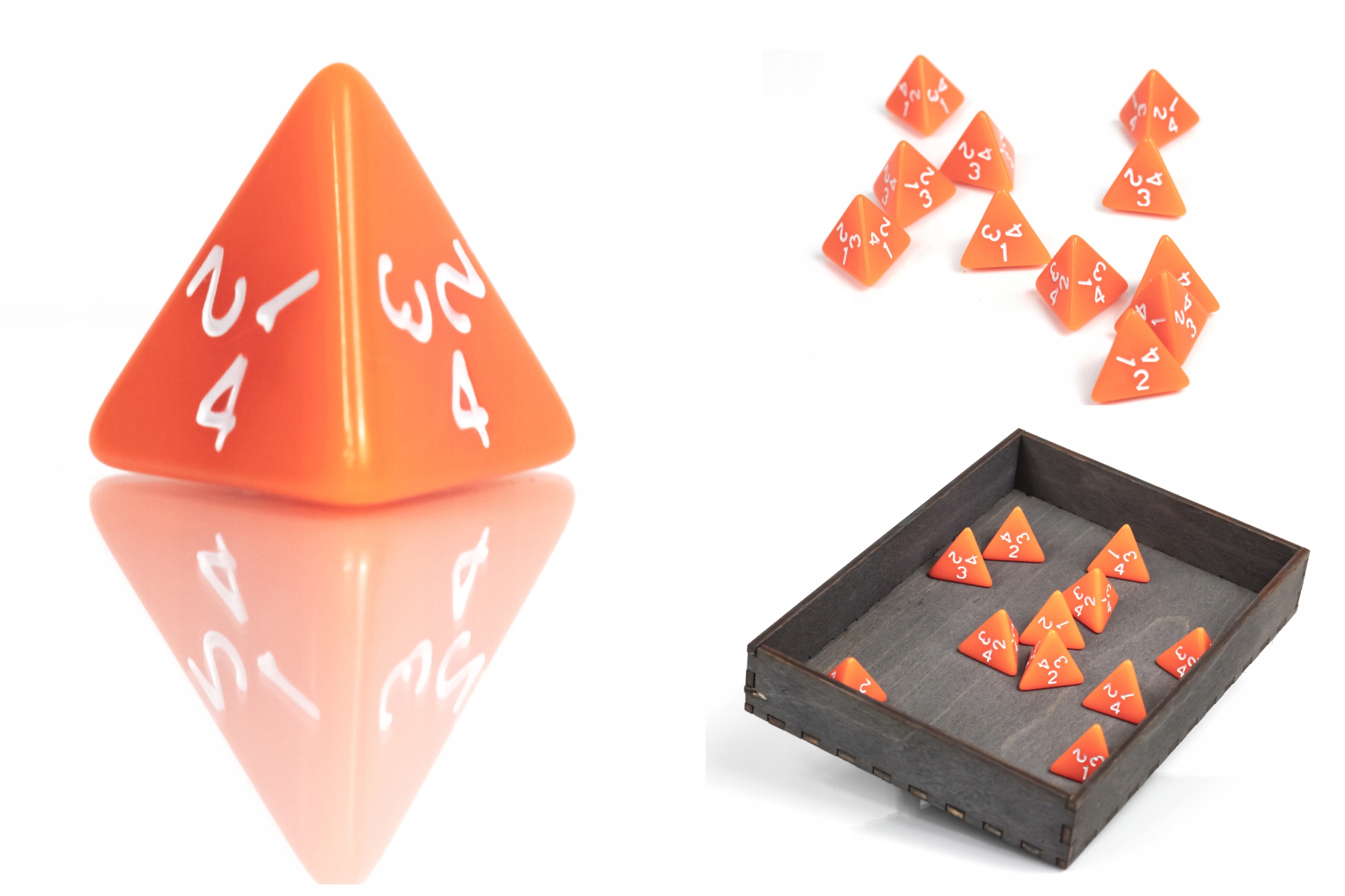 POMARAŃCZOWA KOŚĆ KOSTKA RPG CZTEROŚCIENNA K4