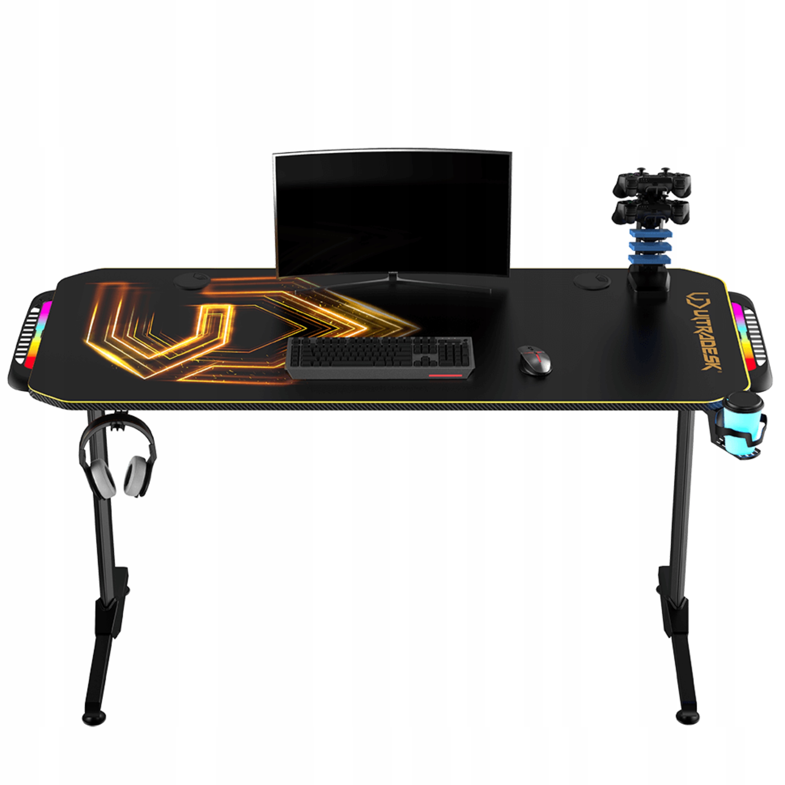 BIURKO KOMPUTEROWE GAMINGOWE 150x60cm ULTRADESK FRAG Gold LED RGB Podkładka Kod producenta ULTRADESK FRAG  LED RGB ZŁOTE
