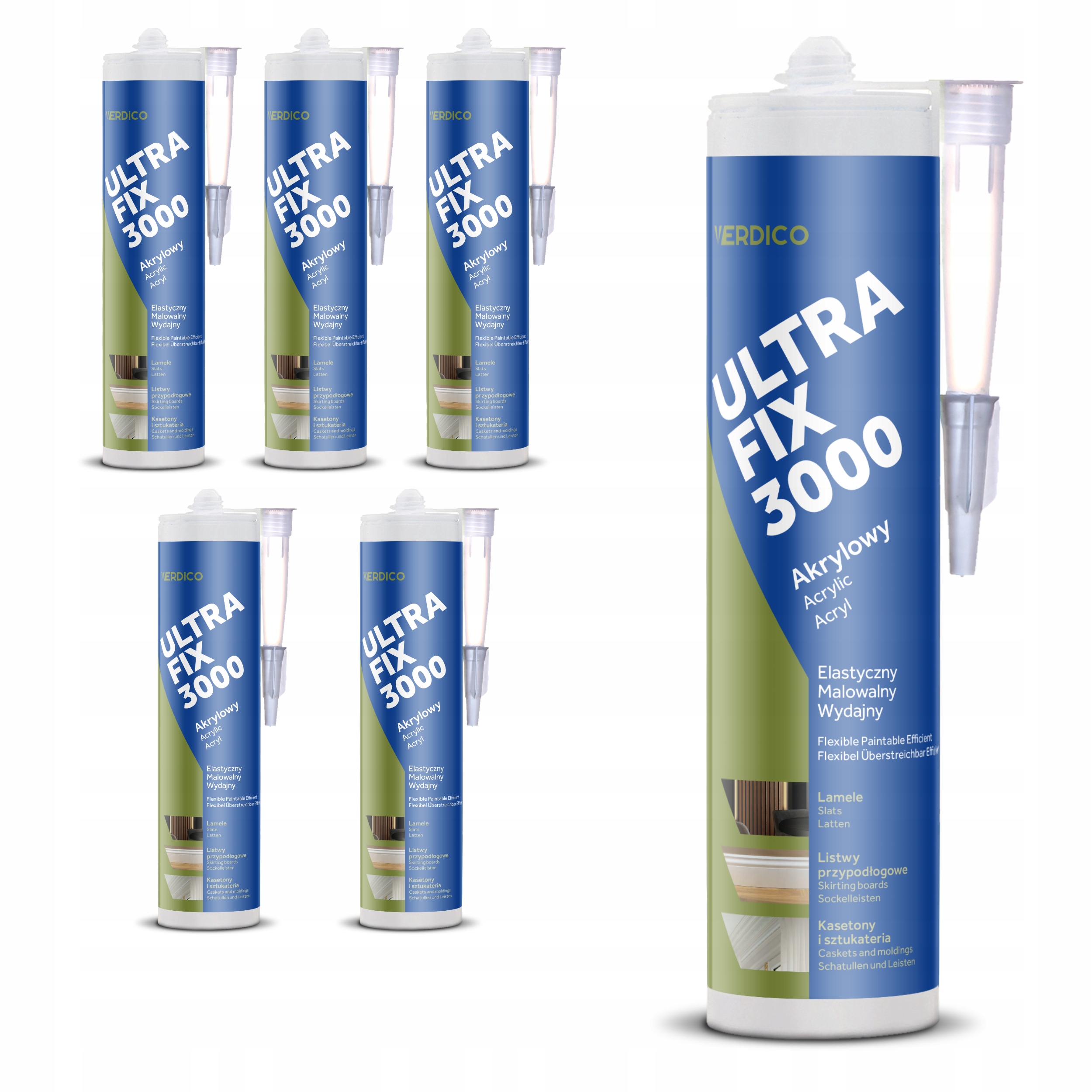 Klej Montażowy Mocny Elastyczny Ultra Fix 3000 Do Kasetonów 280ml 6szt.