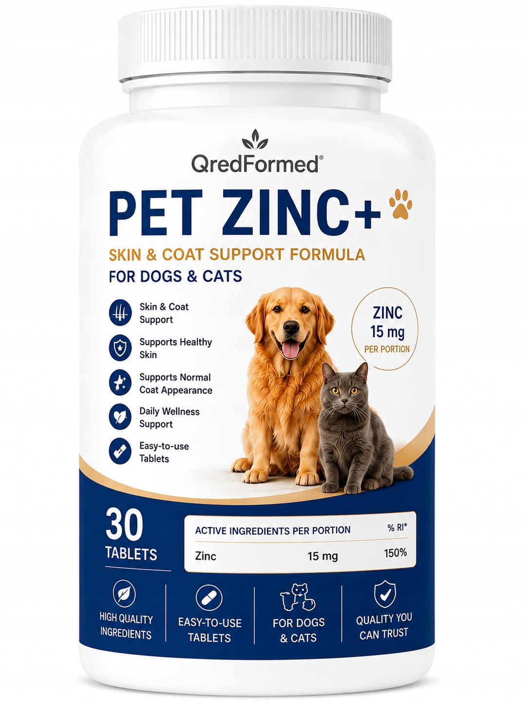 Pet Zinc+ Podpora kůže a srsti pro psy a kočky 30 tablet