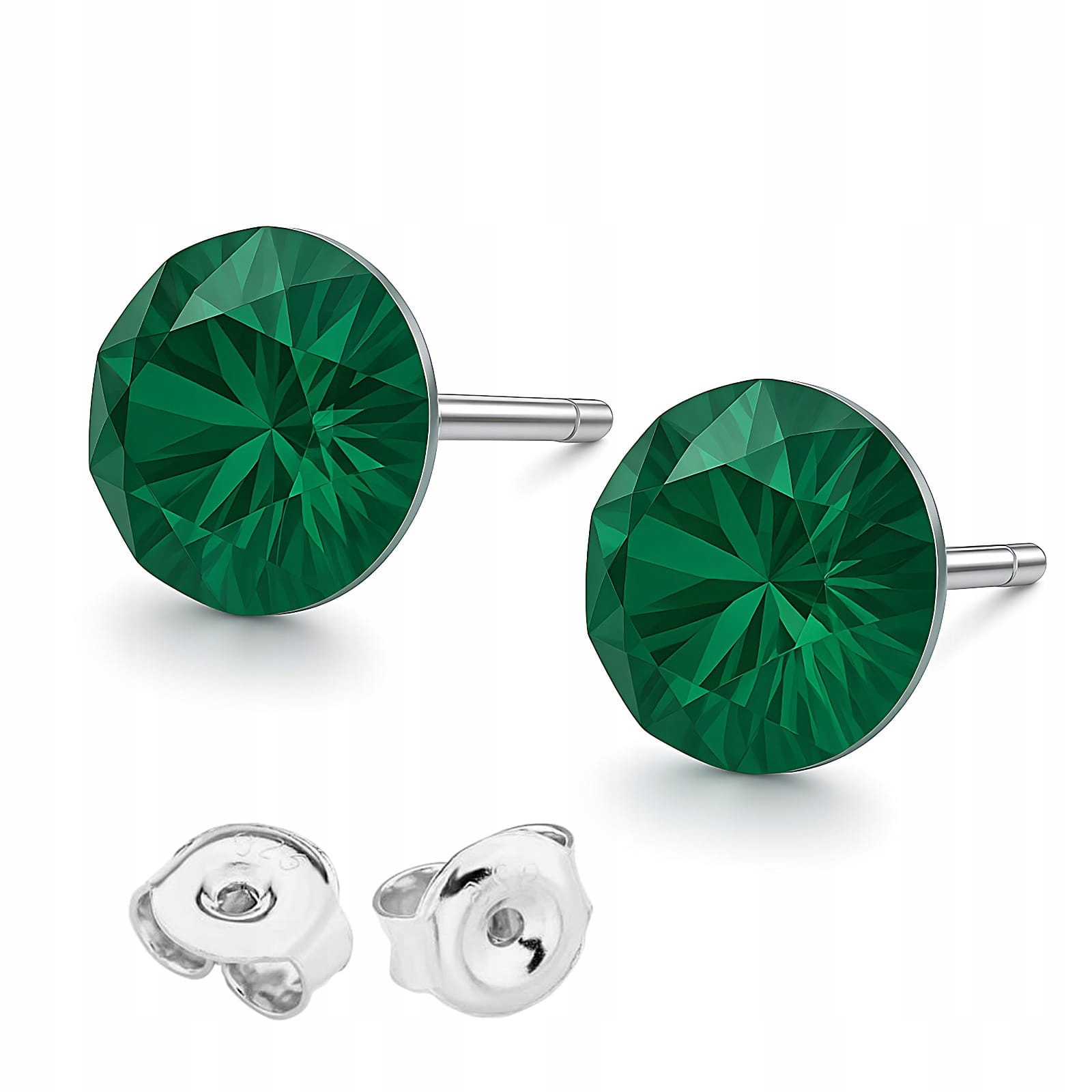 Stříbrné Náušnice s zeleným krystalem 925 Dárek Mikuláš na Vánoce