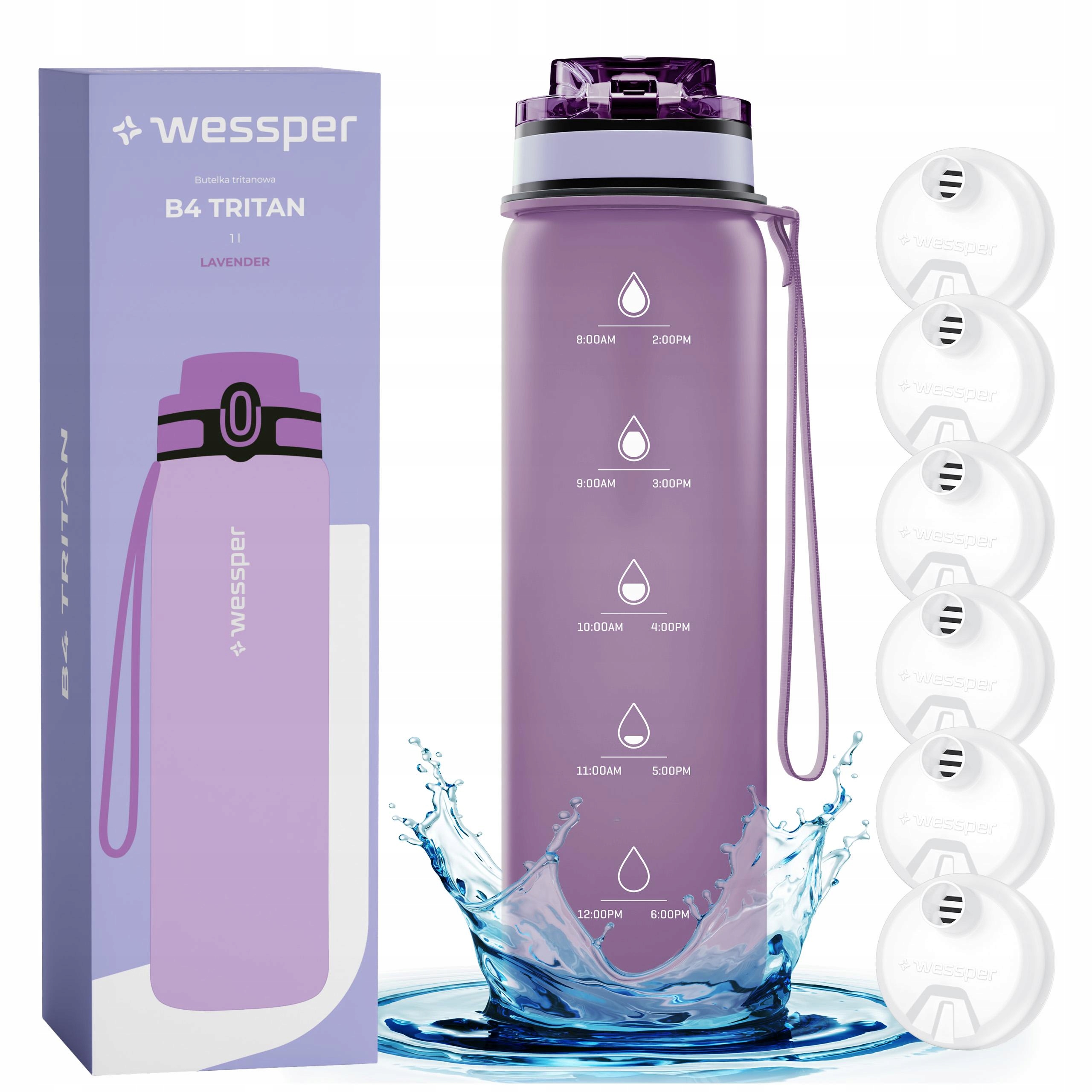 Láhev na vodu se stupnicí láhev na pití Filtrační láhev Wessper 1 l 6 ks filtru