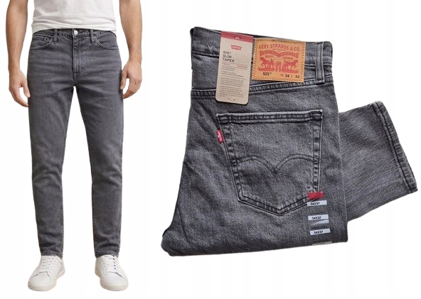 Džínové kalhoty Levi's 515 Slim Taper W36 L32 36x32 jednoduché šedé popelavé