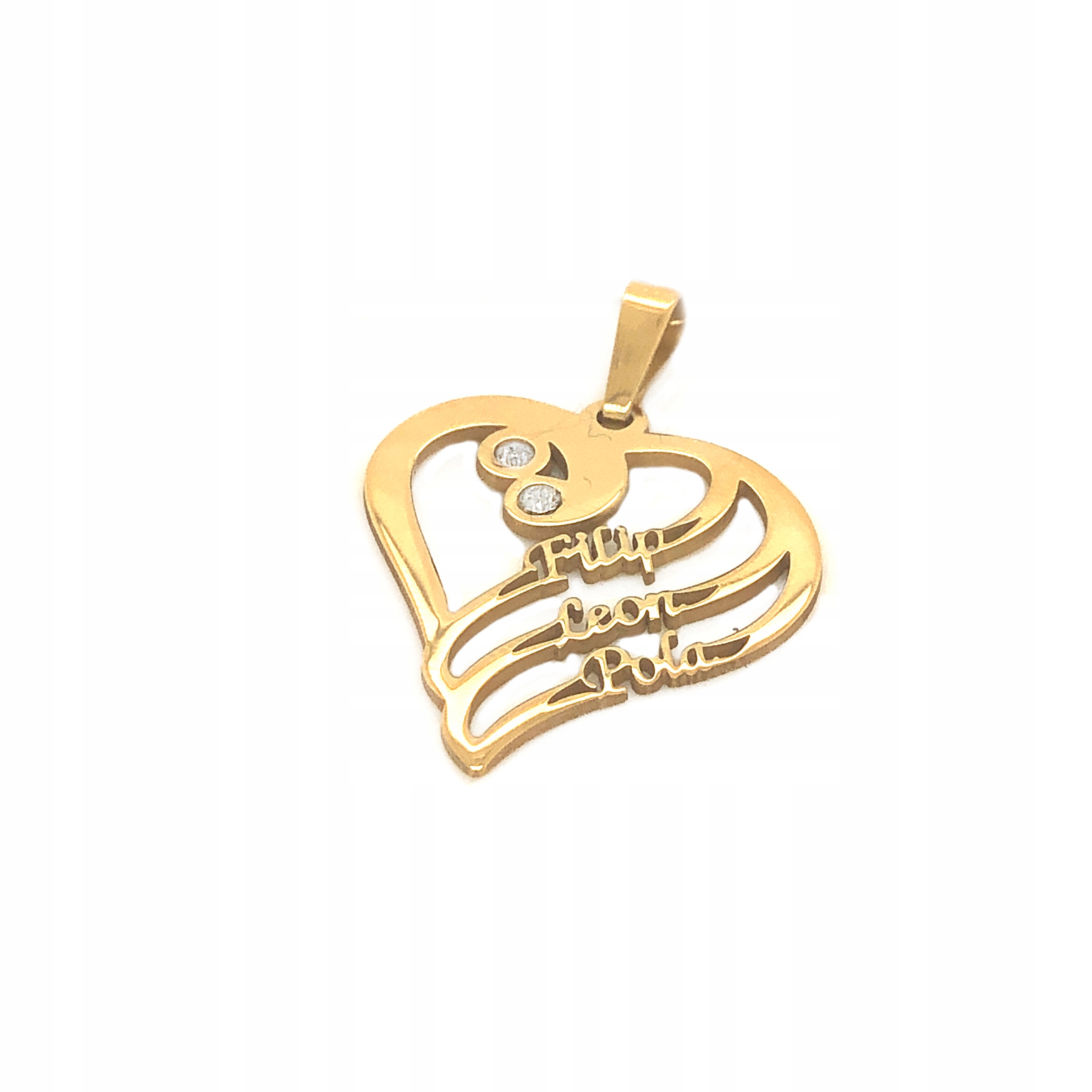 

Wisior srebrny pozłacany Serce z trzema imionami