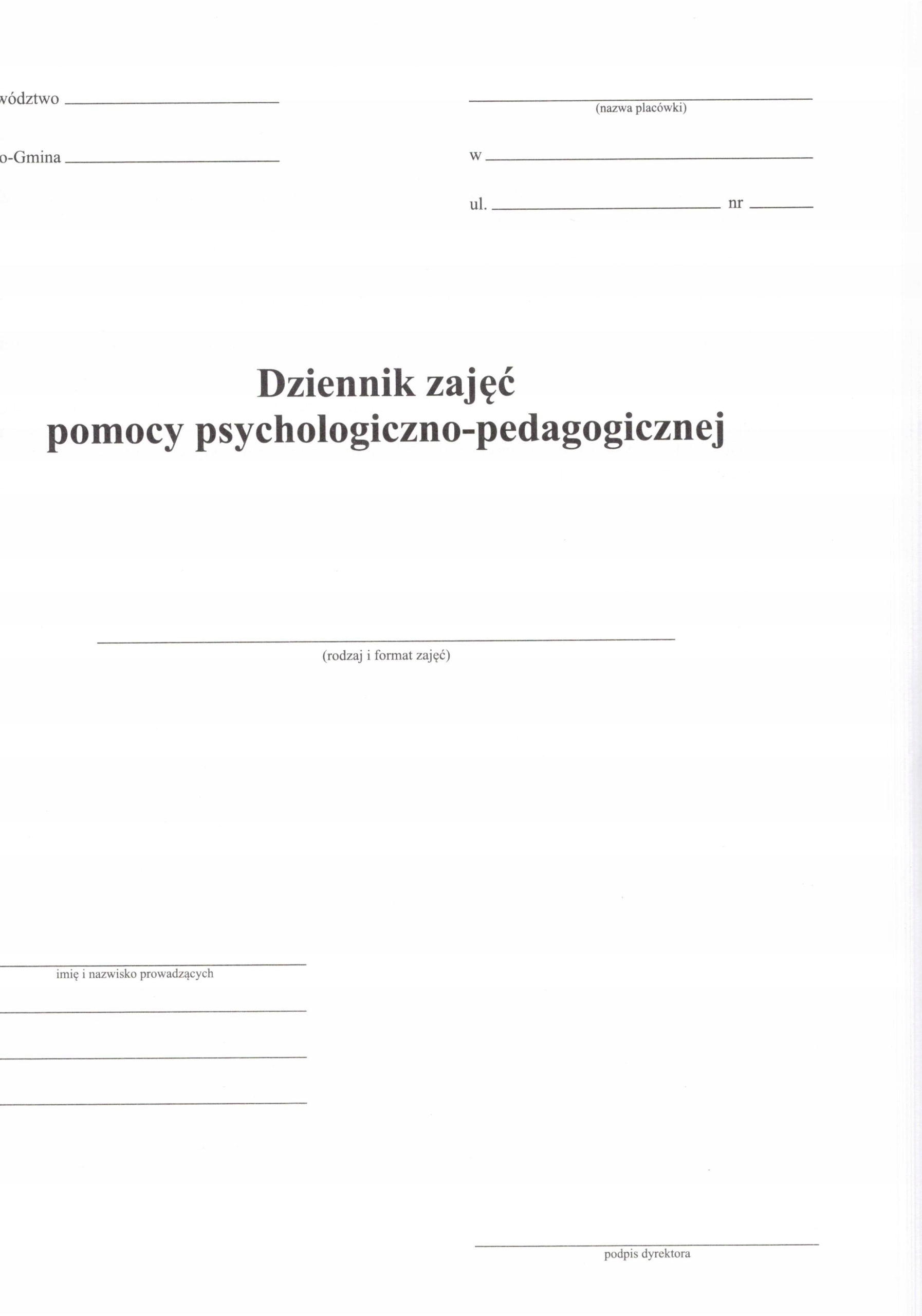 Dziennik zajęć pomocy psychologiczno-pedagogicznej Kod producenta 2019_int_03