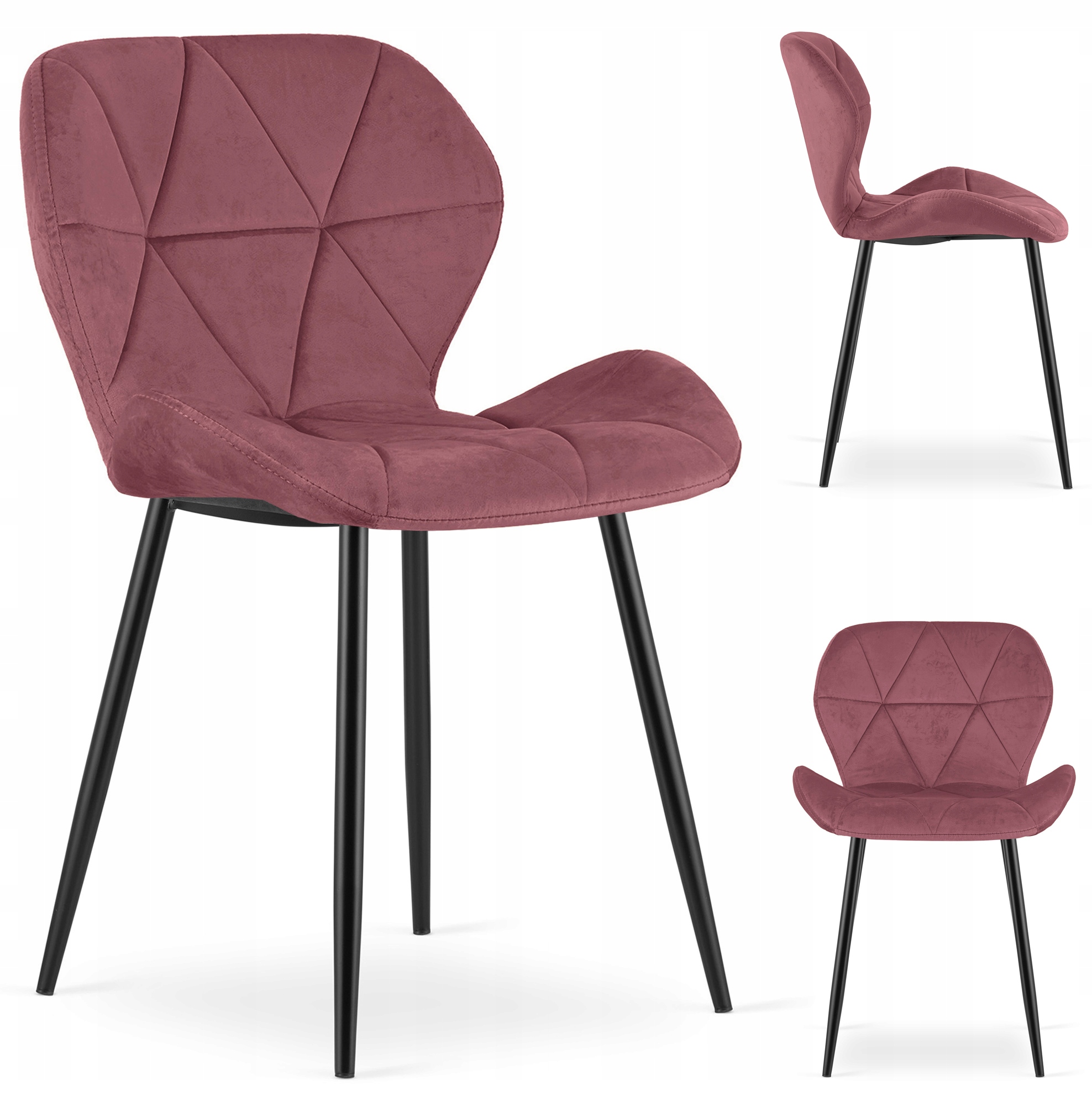 Krzesło Tapicerowane Welurowe Velvet Do Salonu Kuchni Jadalni Vela Różowe