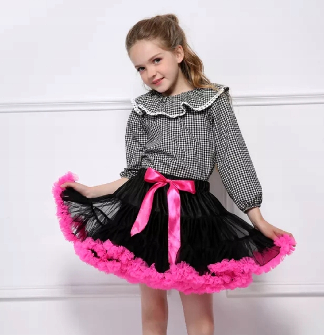 Tiulowa spódniczka 128 pettiskirt CZARNO - RÓŻOWA Wiek dziecka 8 lat +