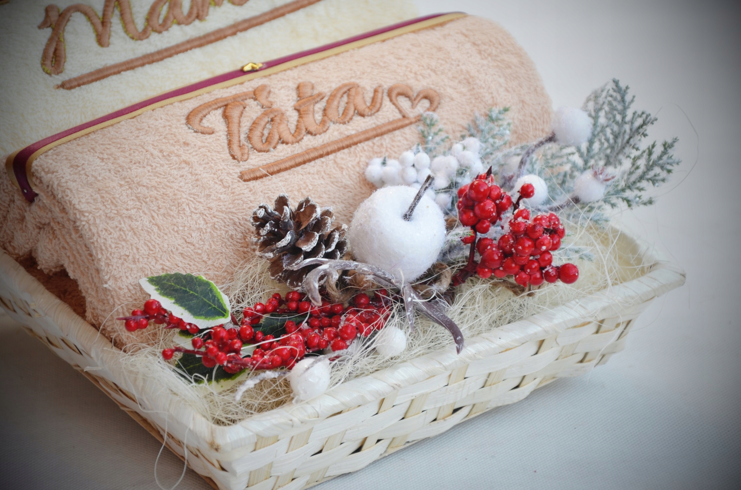 Prezent na Boże Narodzenie Ręczniki Mama Tata Wymiary ręcznika 70x140cm