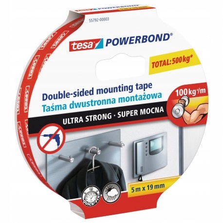 

taśma montażowa Tesa Powerbond 5m 19mm czerwona
