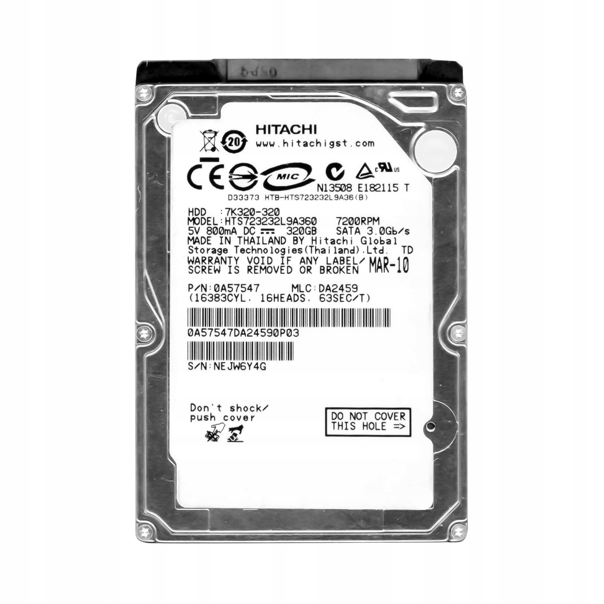 TravelStar 7K320 320GB 7.2K 16MB Sata II 2.5'' HTS723232L9A360