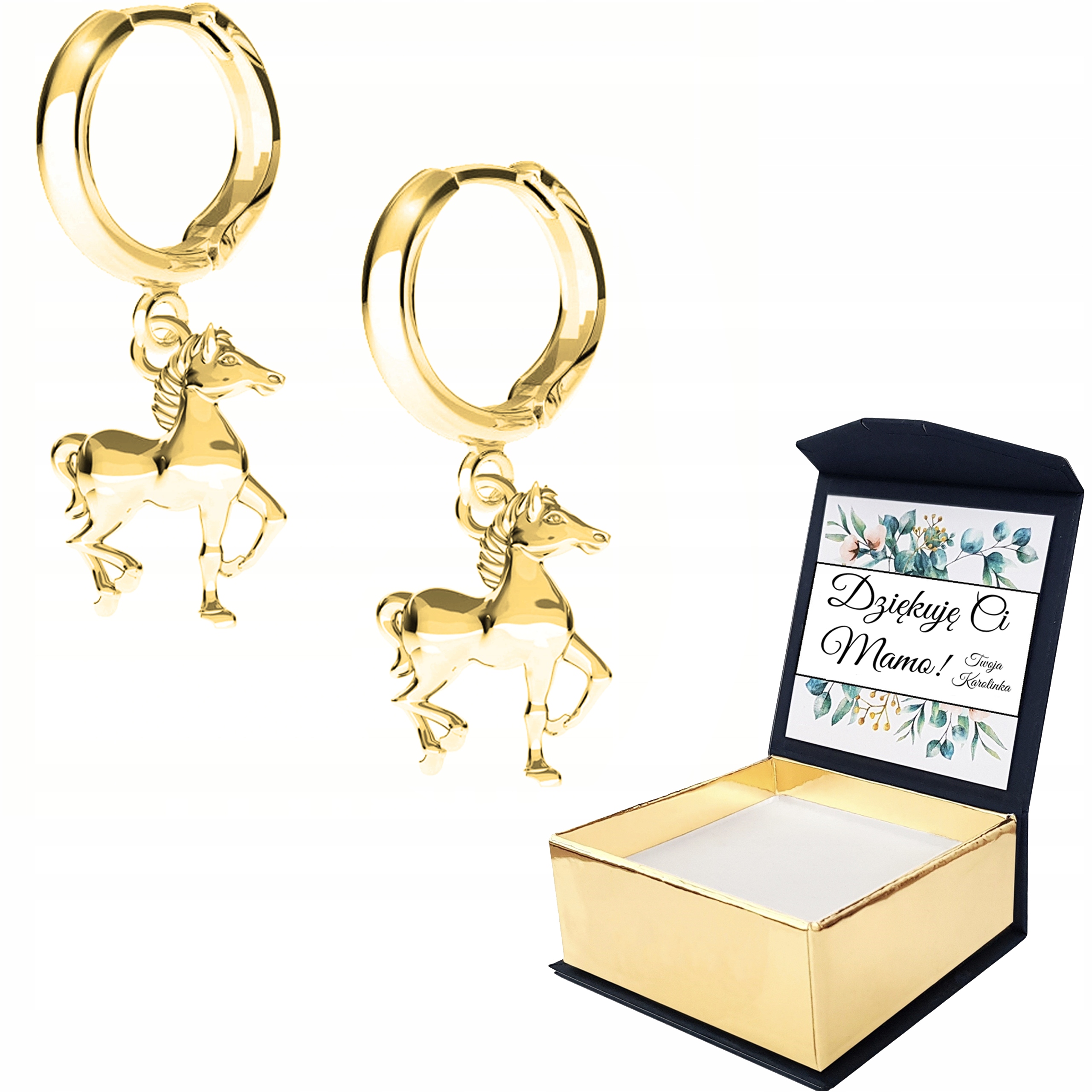 

Kolczyki złote Koń Konik Kucyk 925 Własny Nadruk