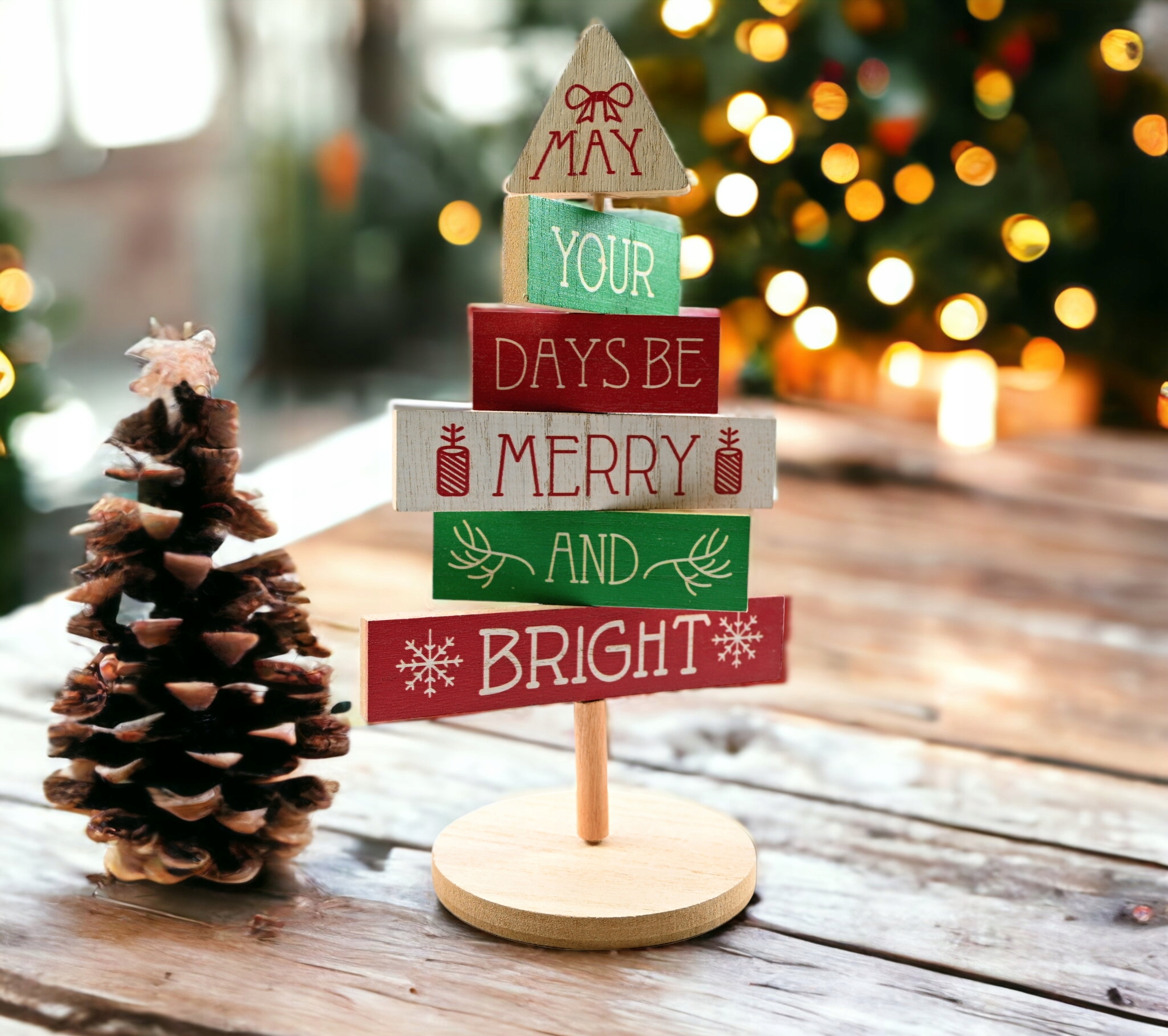 CHOINKA DREWNIANA DEKORACJA ŚWIĄTECZNA FIGURKA PREZENT BOŻE NARODZENIE 25CM Marka Midex