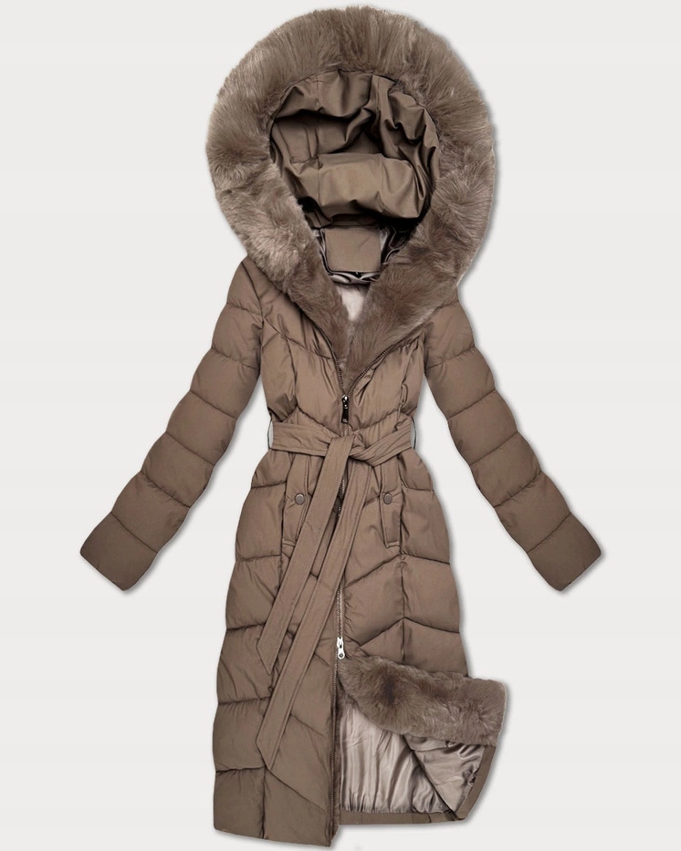 Zimní Bunda Kapuce B8525 Tmavě Béžová XXL (44)