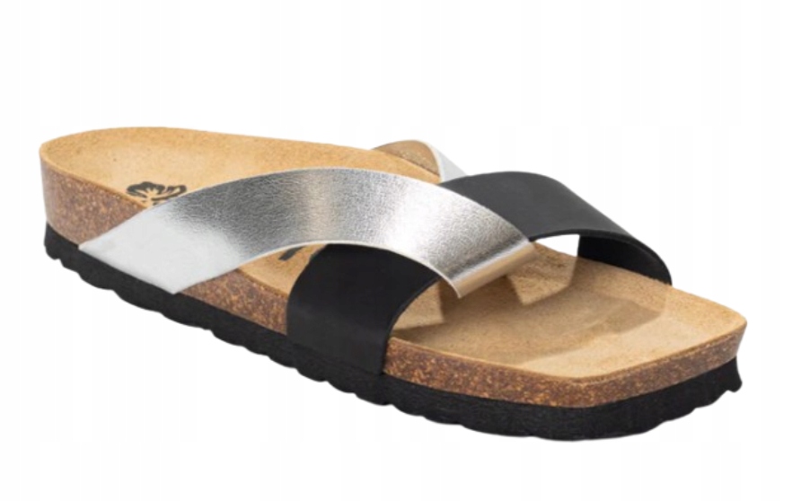 Bayton Dámské Černé Nazouváky Se Stříbrným Páskem Na Korku 37 3DA