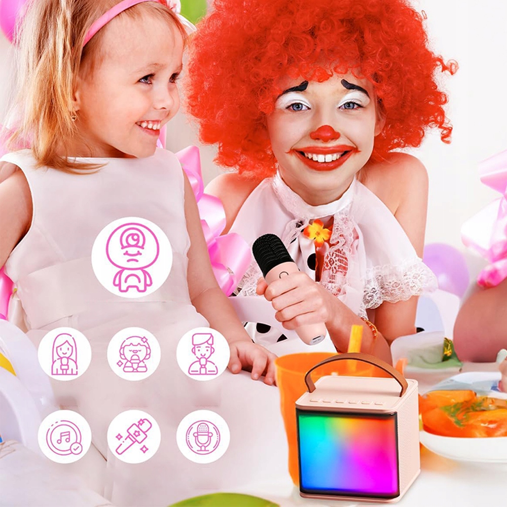 Przenośna Maszyna Kolor RGB do Karaoke z Bluetooth i Mikrofonami Stan opakowania oryginalne