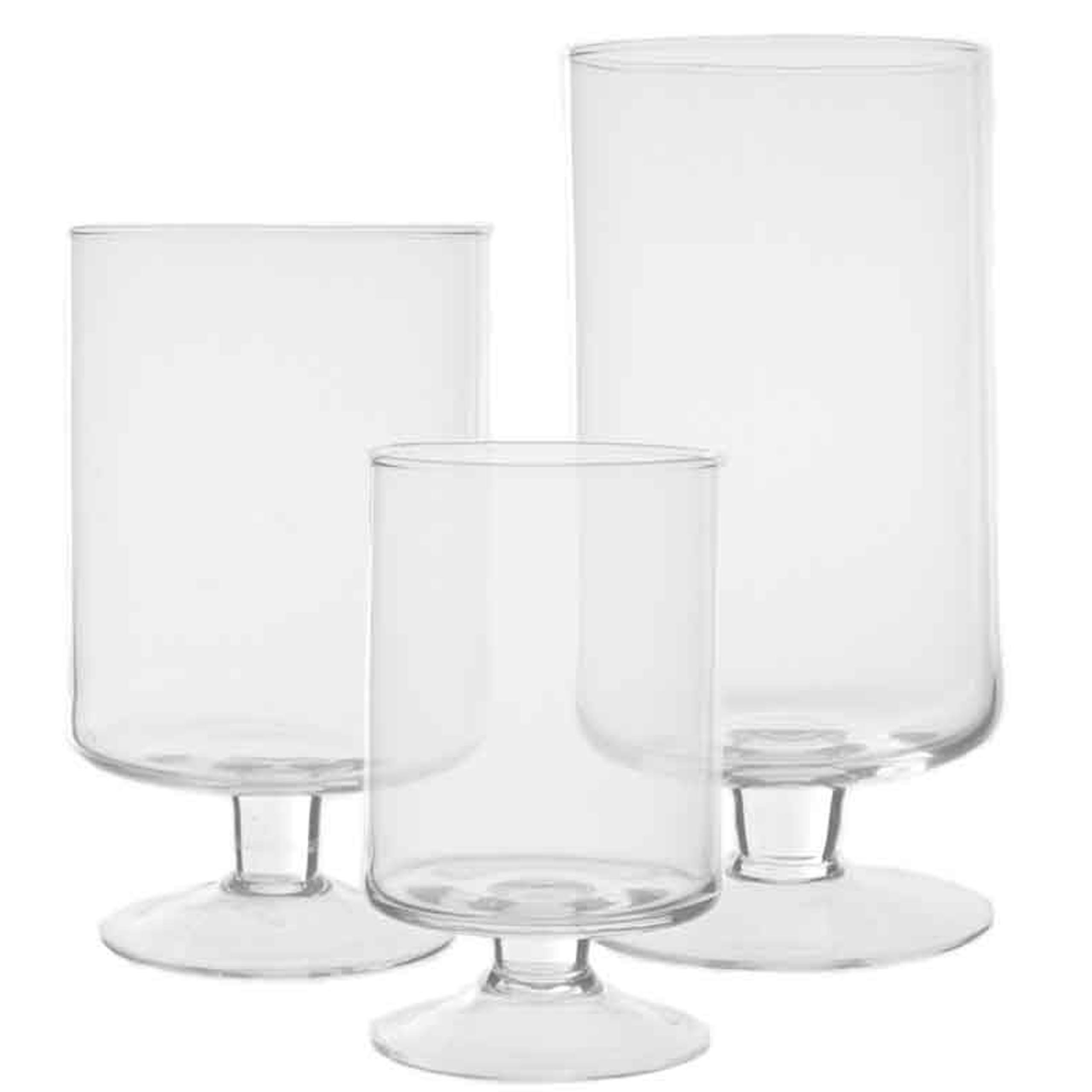 ŚWIECZNIK SZKLANY NA NODZE WAZON NA KWIATY 3 szt