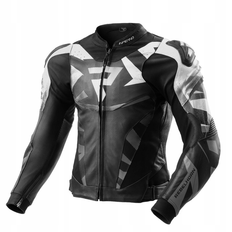 Kožená Motocyklová Bunda Rebelhorn Inferno Black White 62