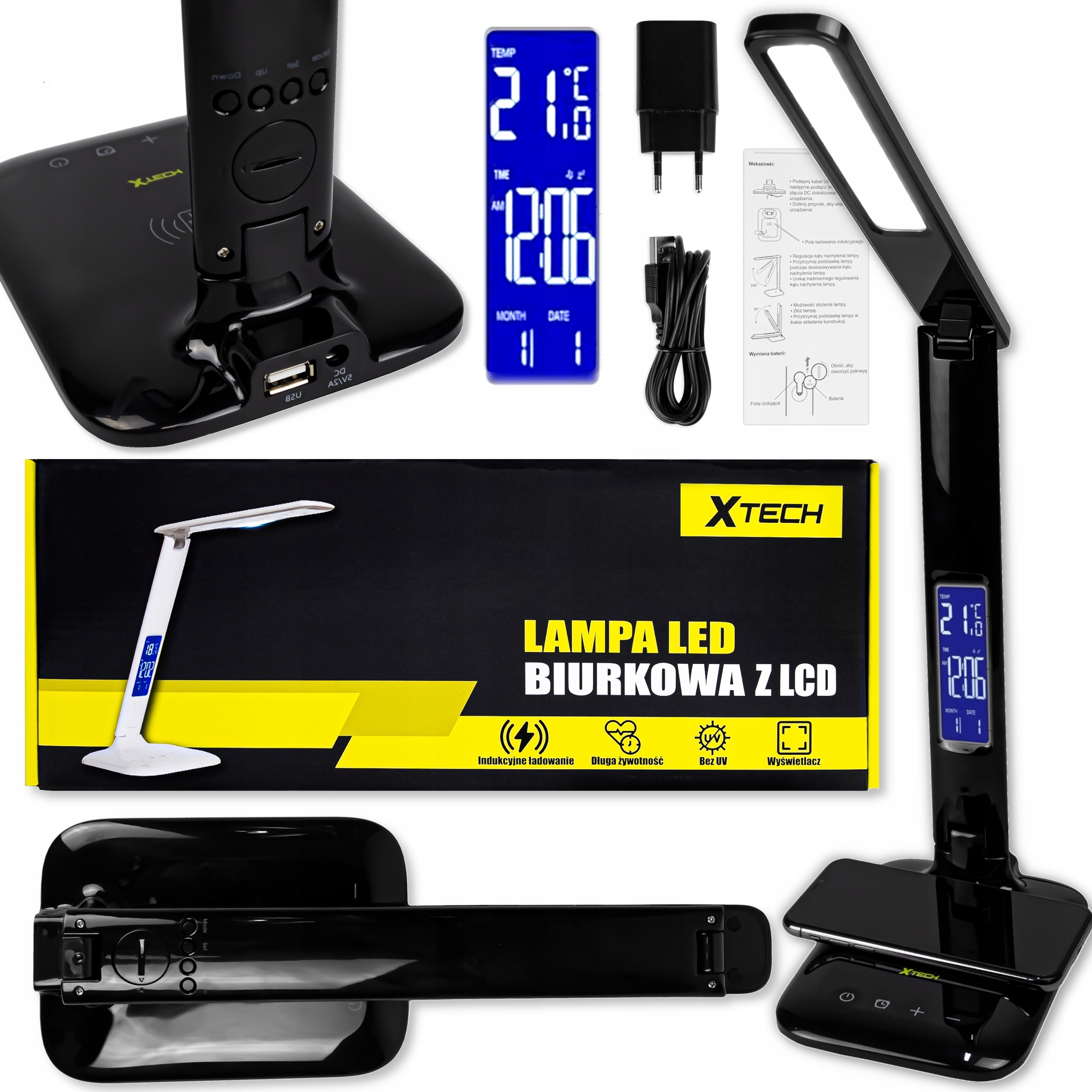 

Lampka Na Biurko Biurkowa Szkolna Led Ładowarka Qi