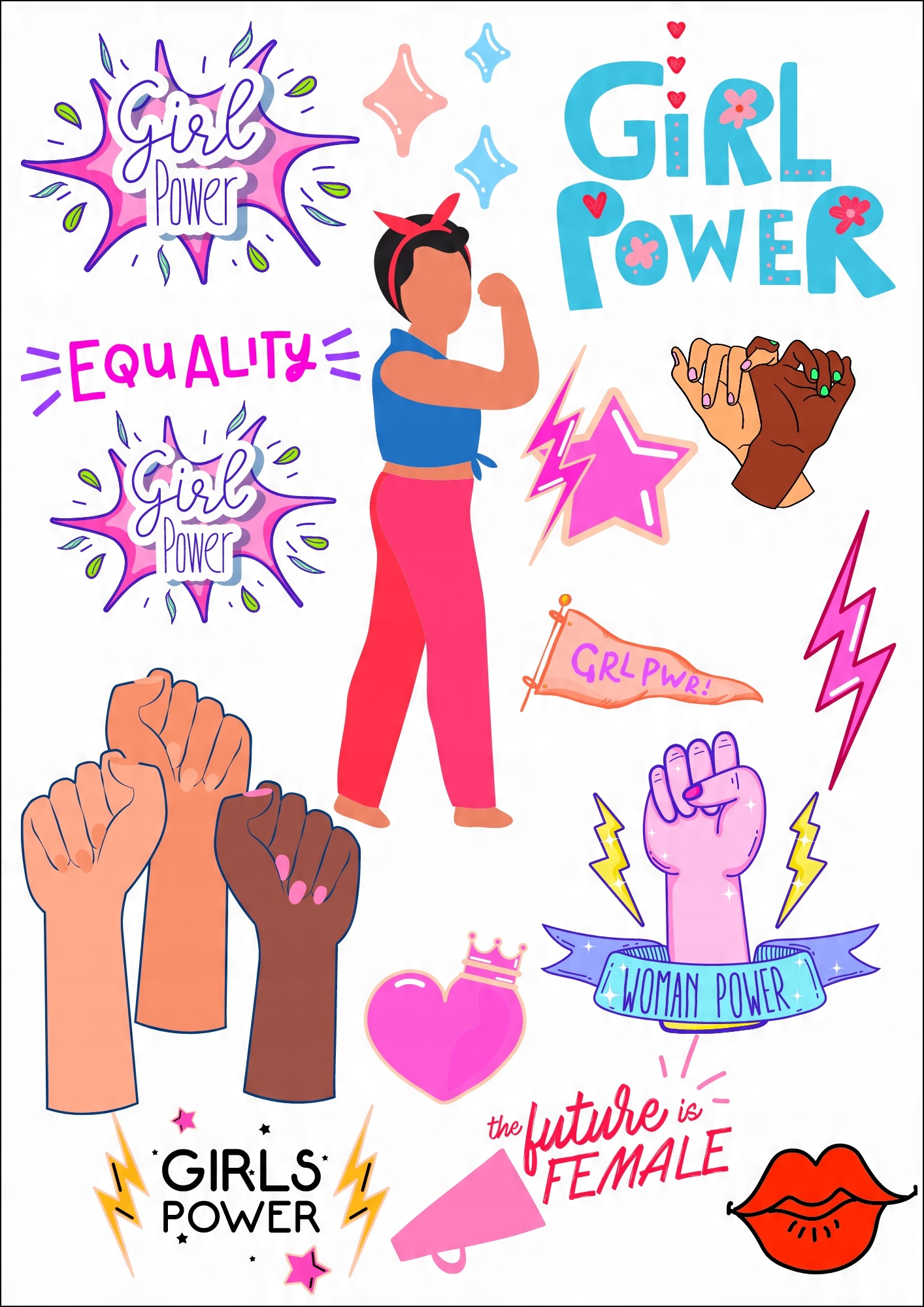 

PK15AF Wodoodporne Tatuaże wodne Girl Power henna