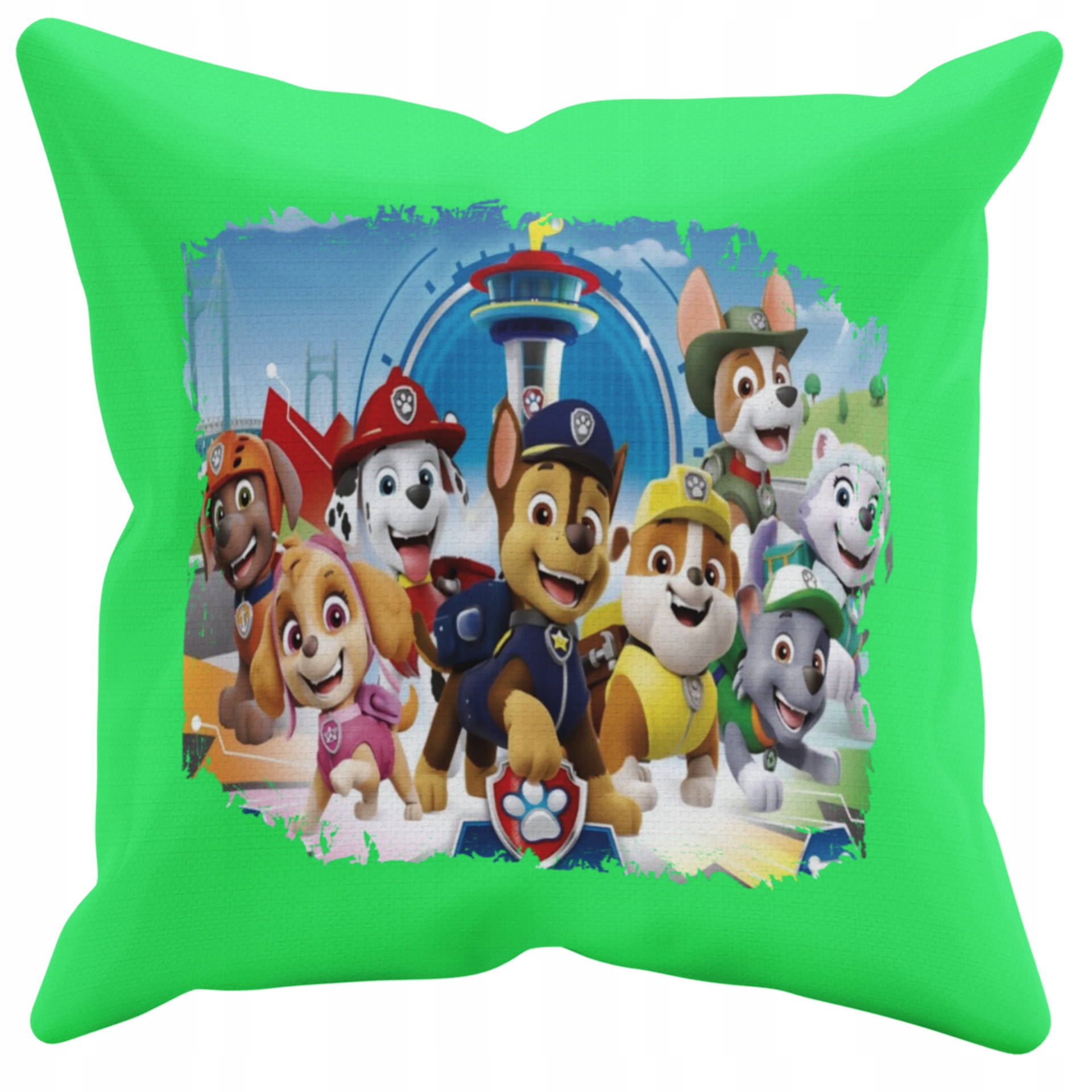 POSZEWKA NA PODUSZKĘ JAŚKA DO PRZEDSZKOLA PSI PATROL + IMIĘ GRATIS Kolor dominujący odcienie zieleni
