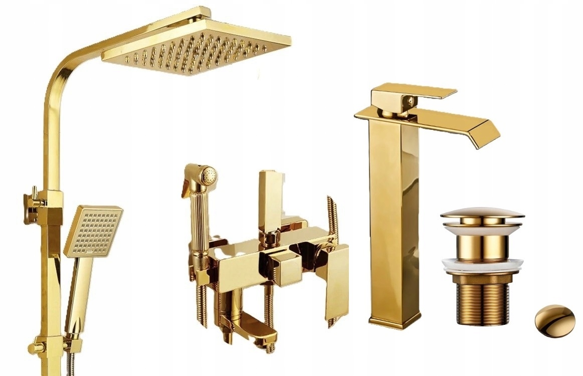 Kúpeľňová sprchová batéria zlatá -bidet Set