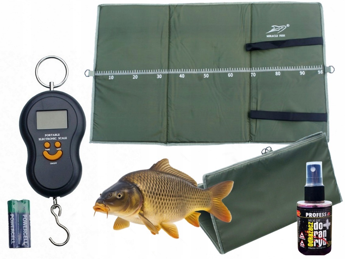 Mata Karpiowa Składana Z Miarką 98 x 59 Waga do 50 kg Odkażacz Zestaw