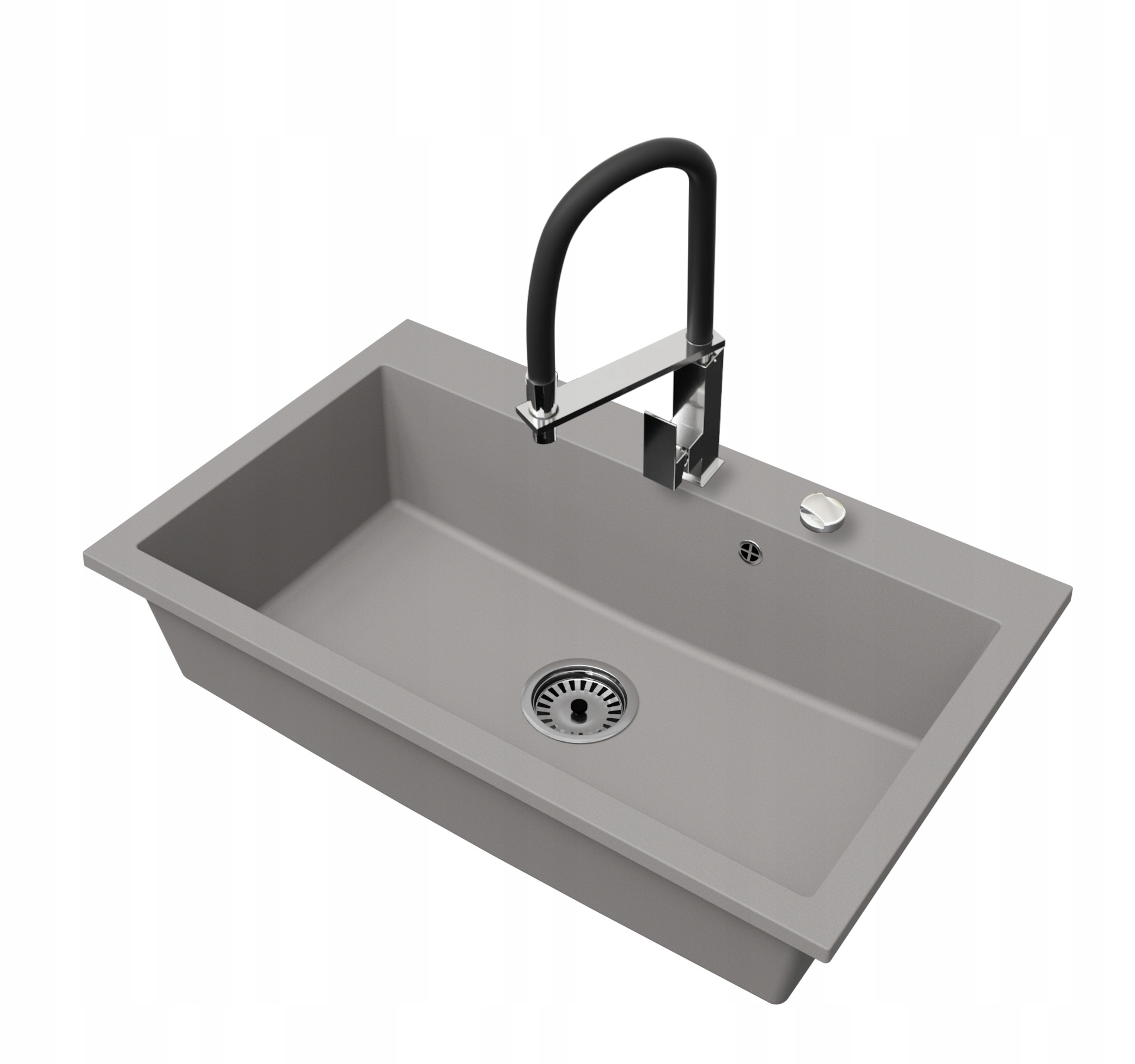 Granitový dřez Jednokomorový Elite 80 Baterie Sifon Chrom Automat