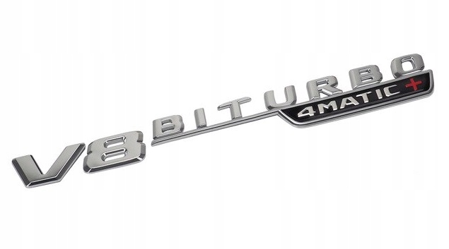 Emblemat Mercedes V8 Biturbo 4MATIC Chrom