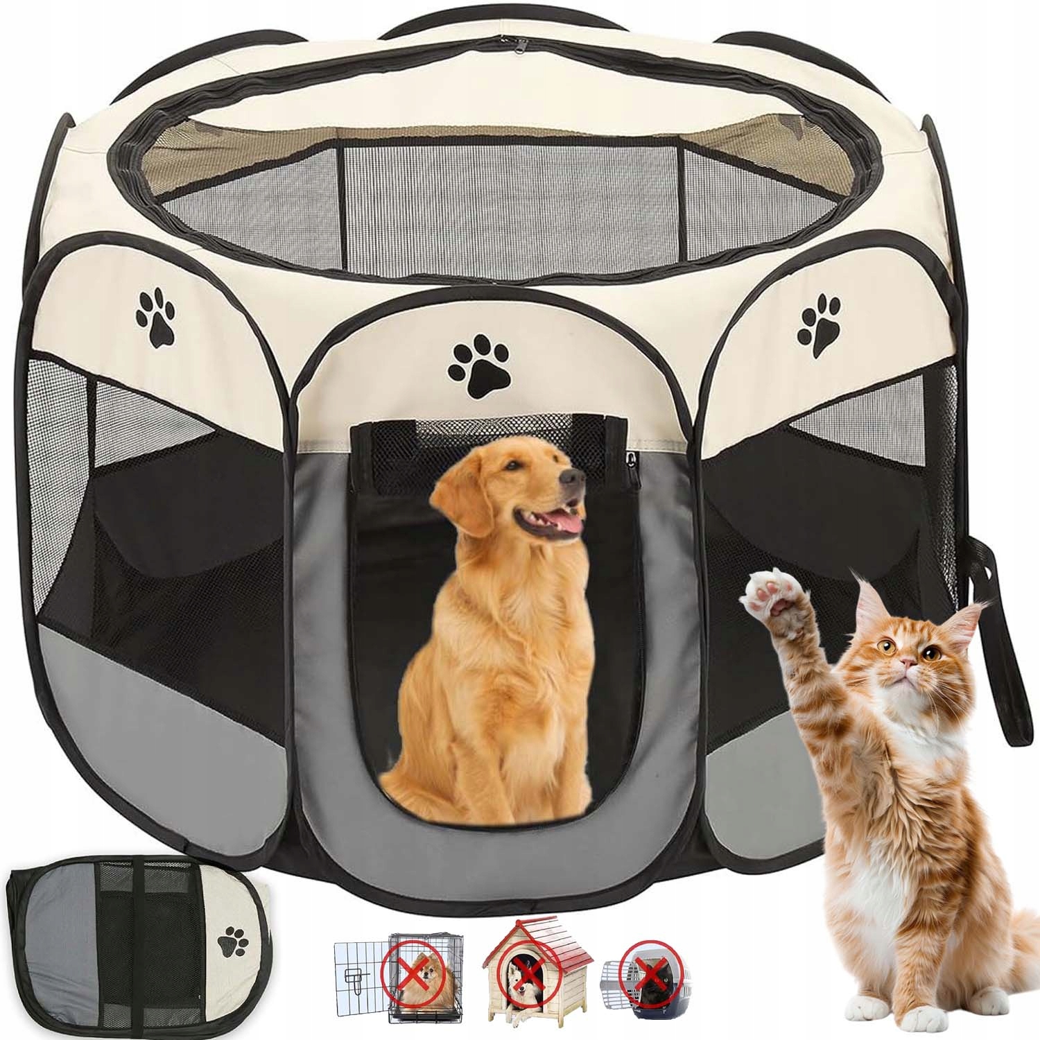 Kotec XL Pro Zvířata Psa Kočku Ohrada Skládací Pelíšek Přenosný 74X43 CM