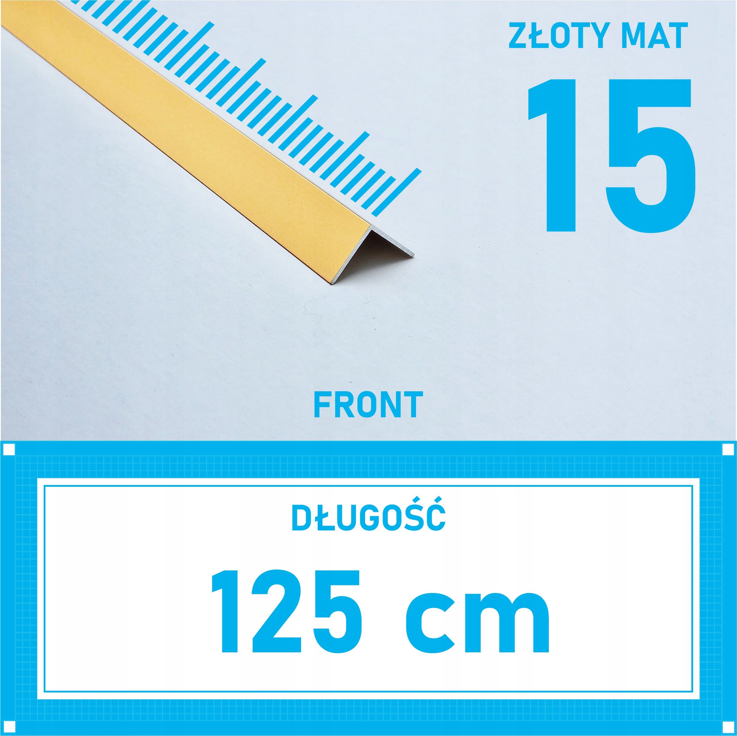 Úhelník hliníkový Zlatý Mat 15x15 mm eloxovaný 125 cm