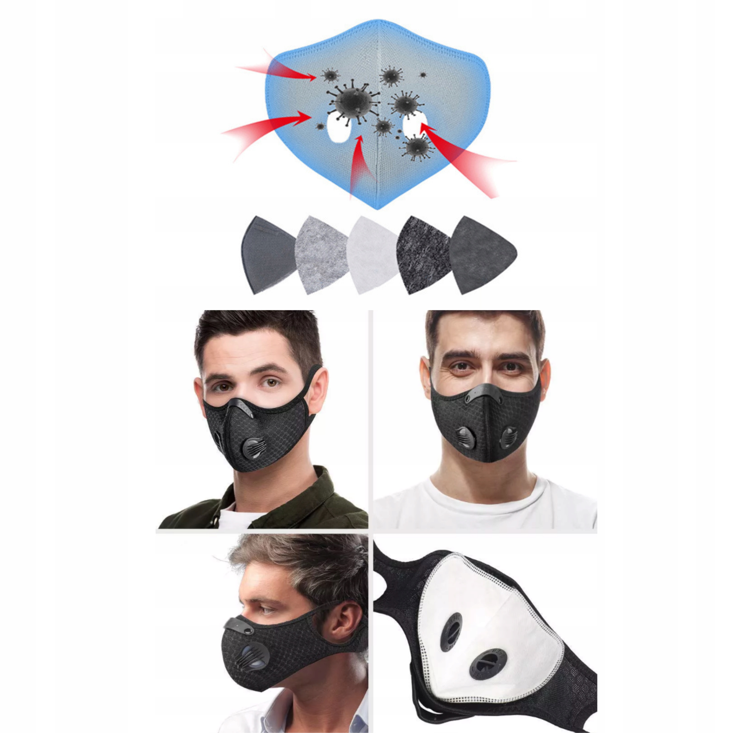 FILTR FILTRY PM2.5 do MASECZEK MASEK HEPA 12 sztuk ZESTAW Zastosowanie użytek codzienny