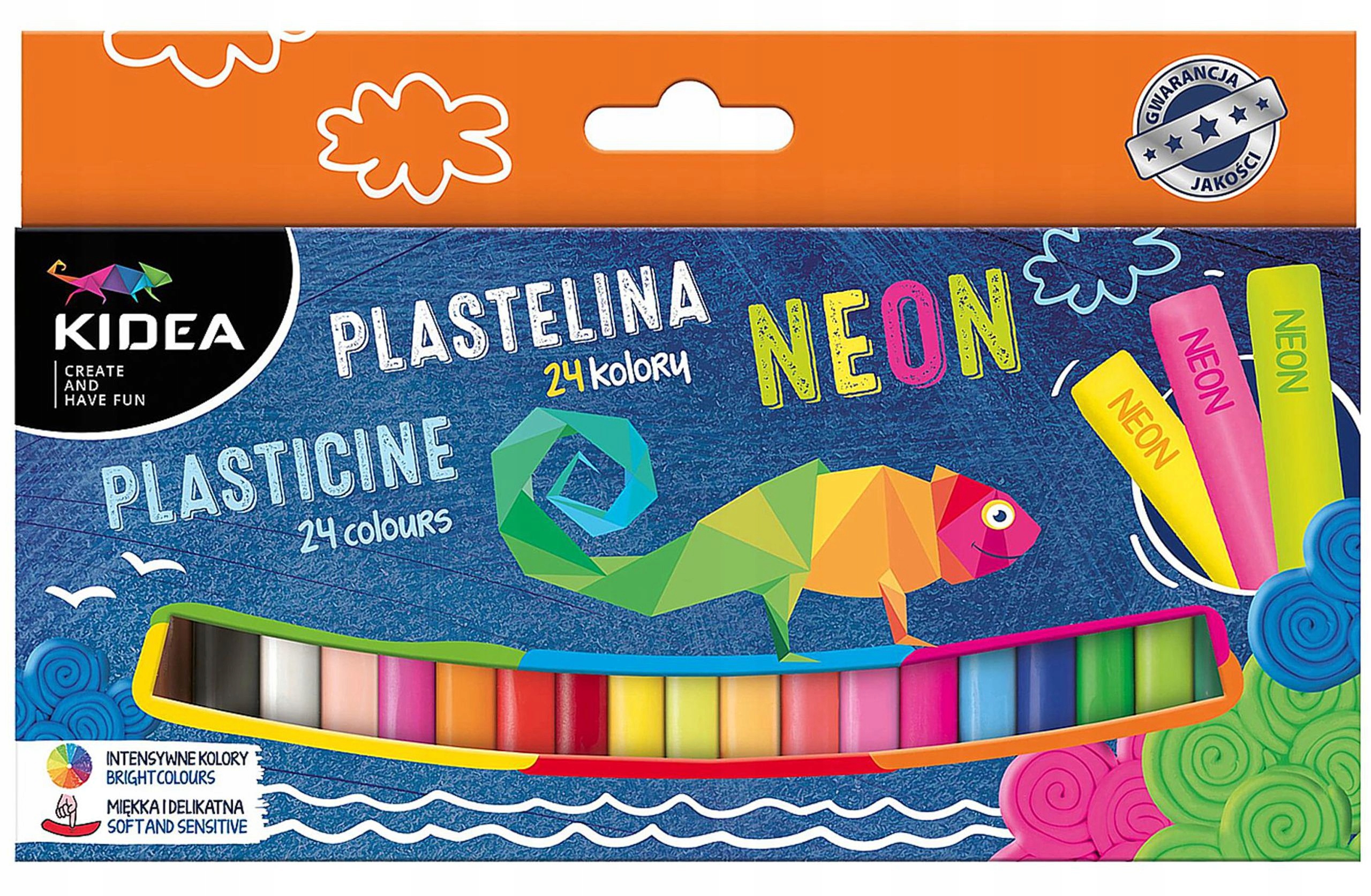 KIDEA PLASTELINA SZKOLNA 24 ŻYWE KOLORY NEONOWA EAN (GTIN) 5901130068913