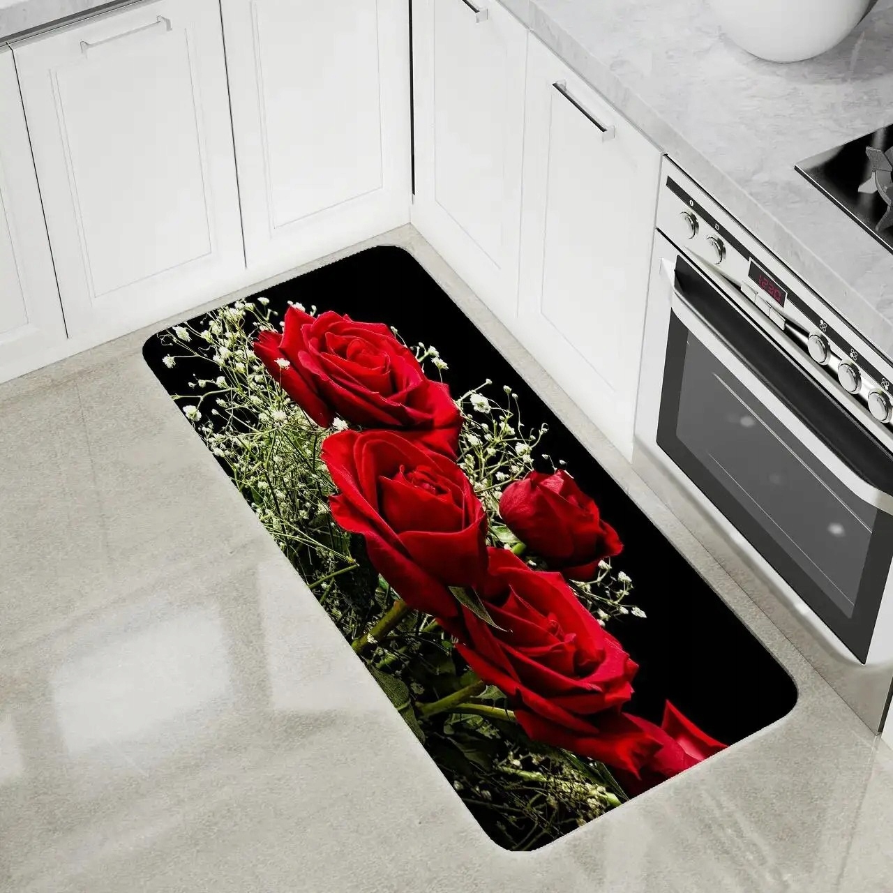 CHODNIK DO KUCHNI ANTYPOŚLIZGOWY WZÓR 3D RÓŻE 50x160 EAN (GTIN) 5904806476135