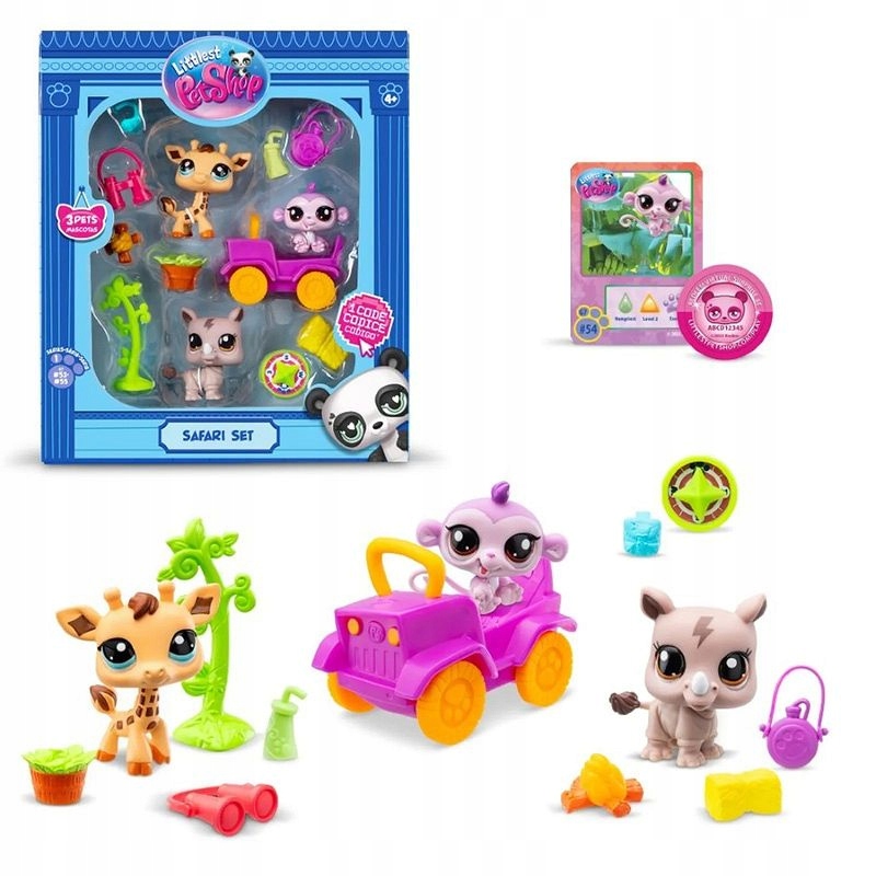 LITTLEST PET SHOP ZESTAW SAFARI AUTO 3 FIGURKI zwierzątek LPS Akcesoria