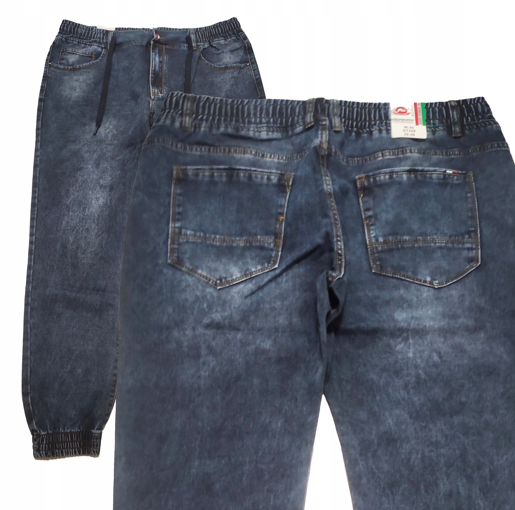 XL/XXL Velké kalhoty Joggery jeans Stahovací pásek Tommy
