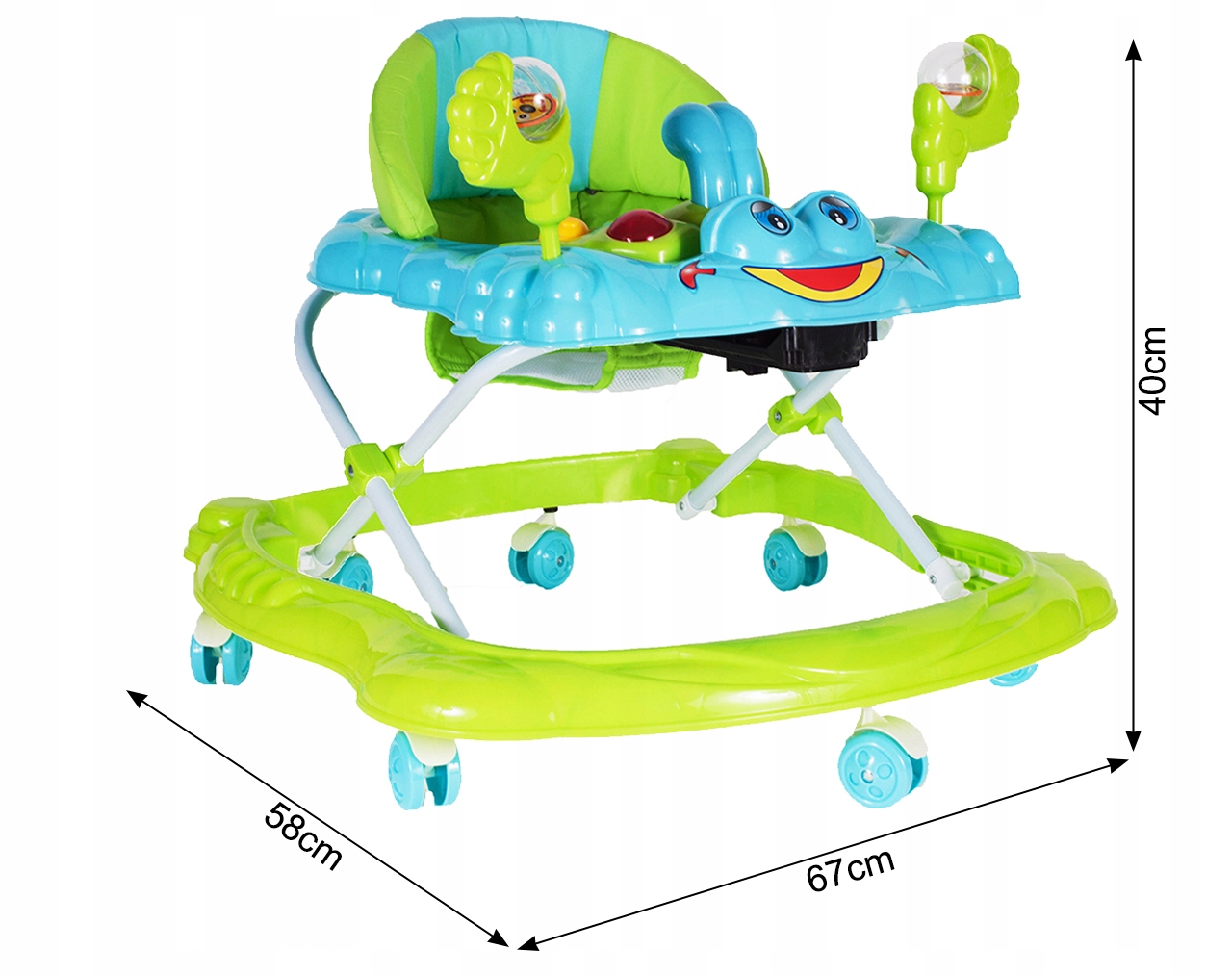 JEŹDZIK CHODZIK DLA DZIECI REGULACJA WYSOKOŚCI Z BLOKADĄ ŚMIESZEK Marka MalPlay