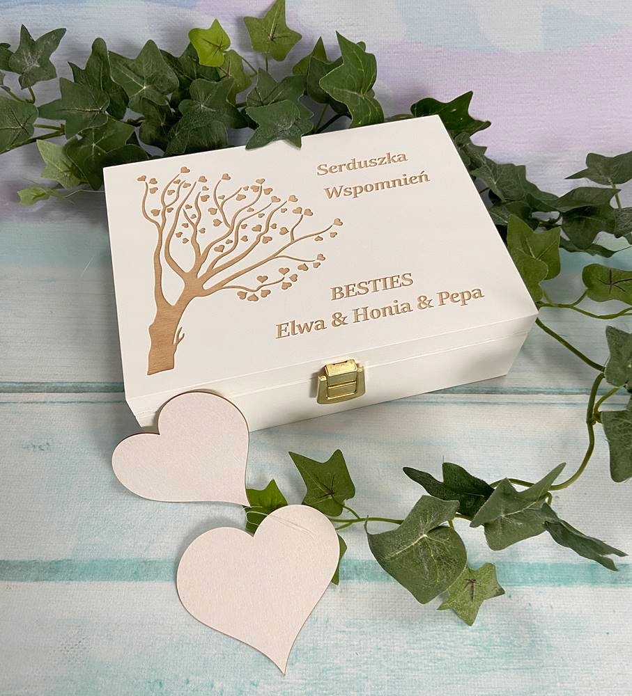 Pudełko -P020 serduszka wspomnień Kolor stron białe